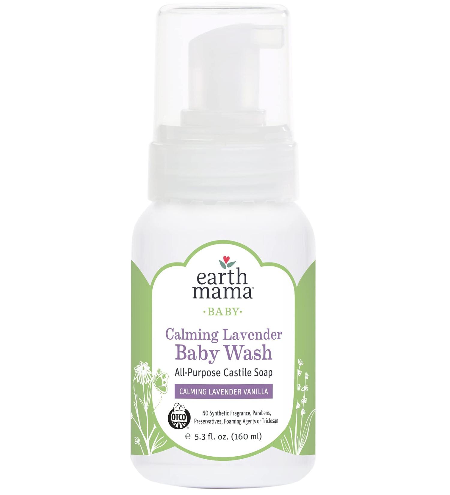 Earth Mama Calming Lavender Baby Wash with Gentle Castile Soap for Sensitive Skin, 5.3-Fluid Ounce