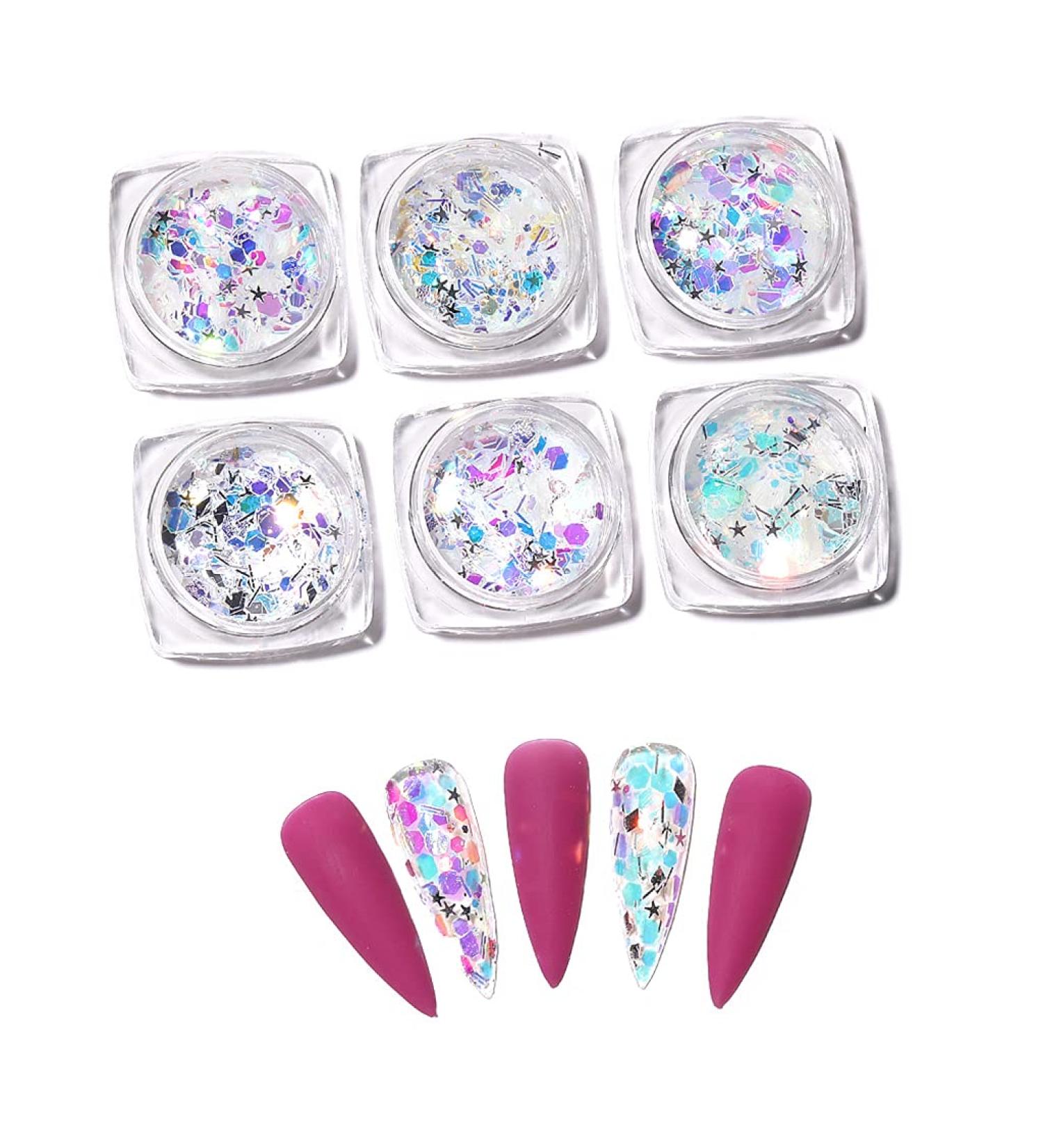 TSBB Aurora White Sequins Nail Art Glitter Powder - Mermaid Dust Flakes for DIY Nails | Best Decoration Supplies - Buy Online on GoSupps.com