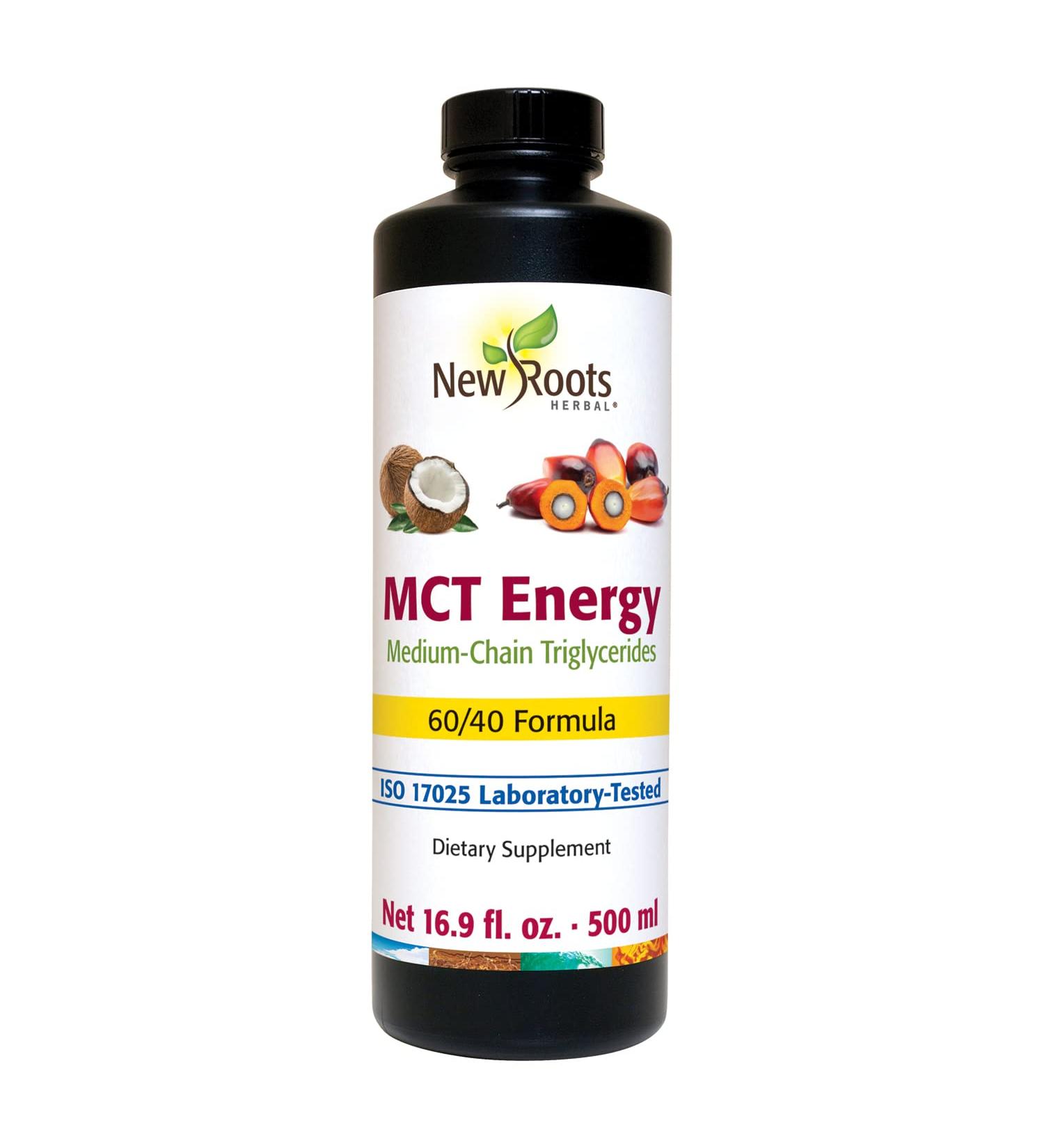 NEW ROOTS HERBAL MCT Energy 60/40 Oil Formula | Energy Support | Mental and Physical Energy Support | Non-GMO & Gluten-Free (500 ML)