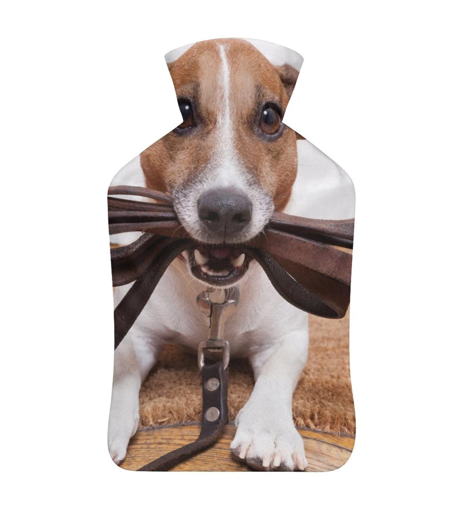 Dog Hot Water Bottle with Plush Cover - Hand Warmer for Adults & Kids | 26.5x15.3cm - International Shipping - Buy Online on GoSupps.com