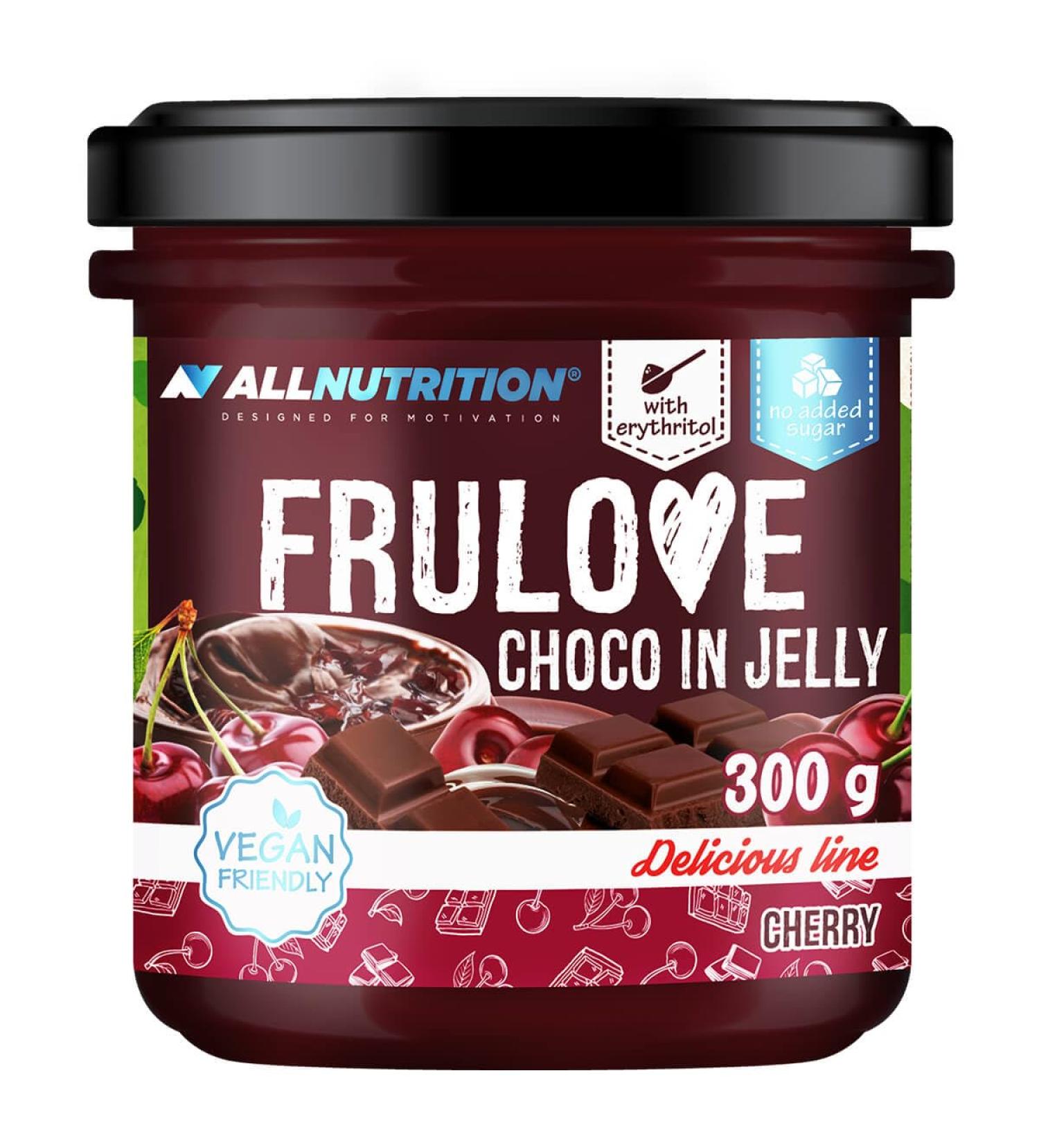ALLNUTRITION Frulove Choco in Jelly Cherry - Sugar Free Jelly Jam - Gluten Free - Healthy Snack - Low Calorie Treats - Vegan - 300 g - Buy Online on GoSupps.com