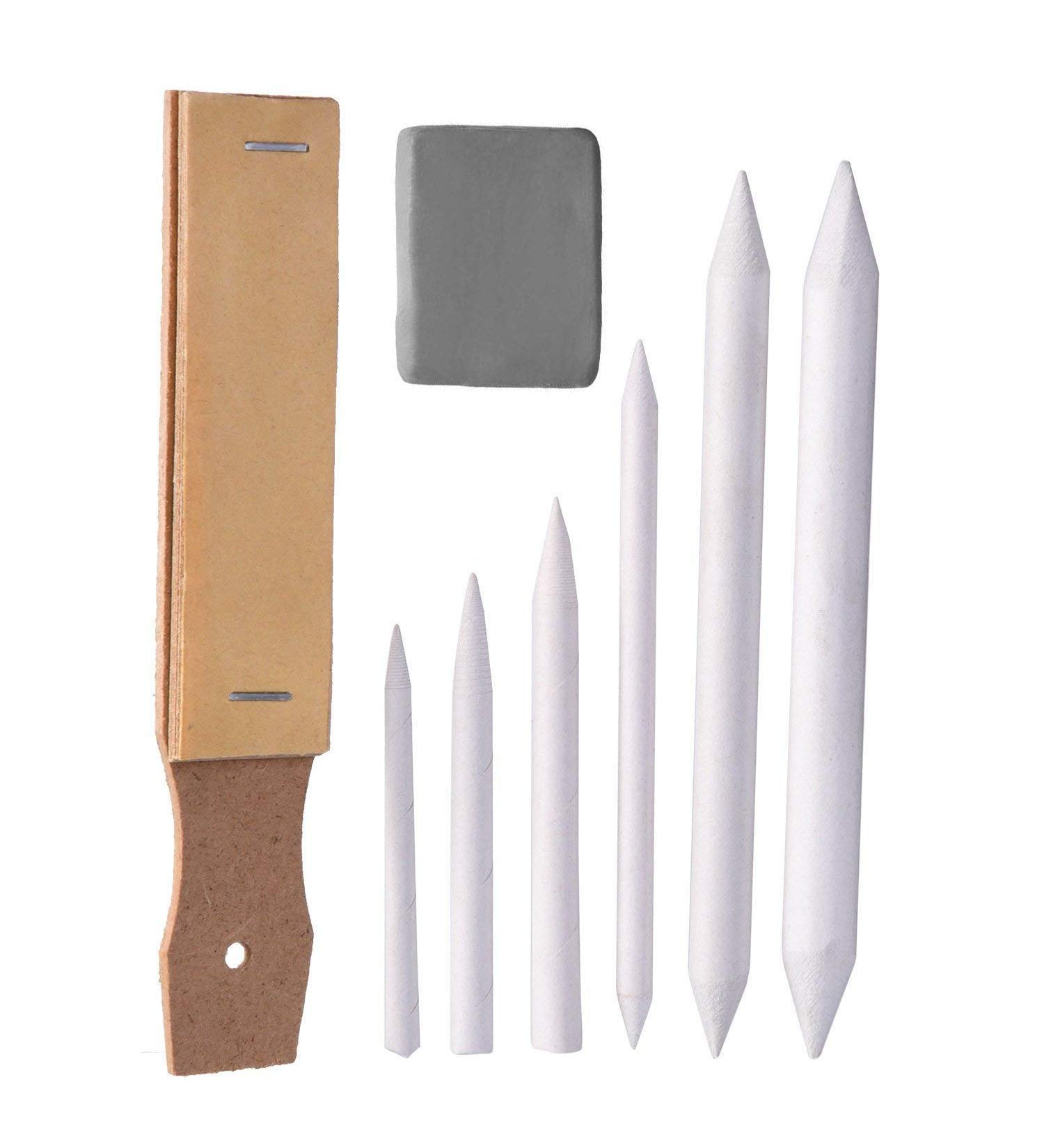 Onwon Paper Blending Stumps and Tortillions Set with Pencil Sharpener and Eraser - Sketching and Drawing Tools - Buy Online on GoSupps.com