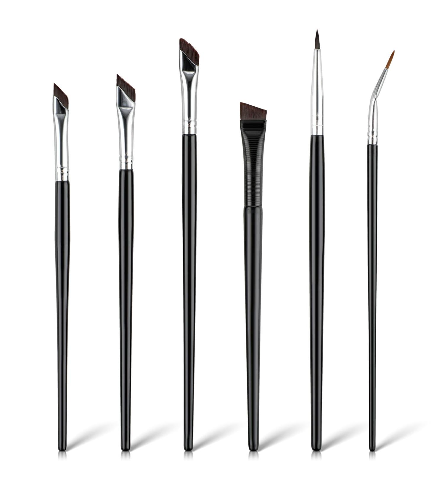 Tiesome 6PC Angled Eyeliner Brush Set - Ultra Thin Precision Eyeshadow Makeup Tools for Brides & Eyebrow Cosmetics - Buy Online on GoSupps.com