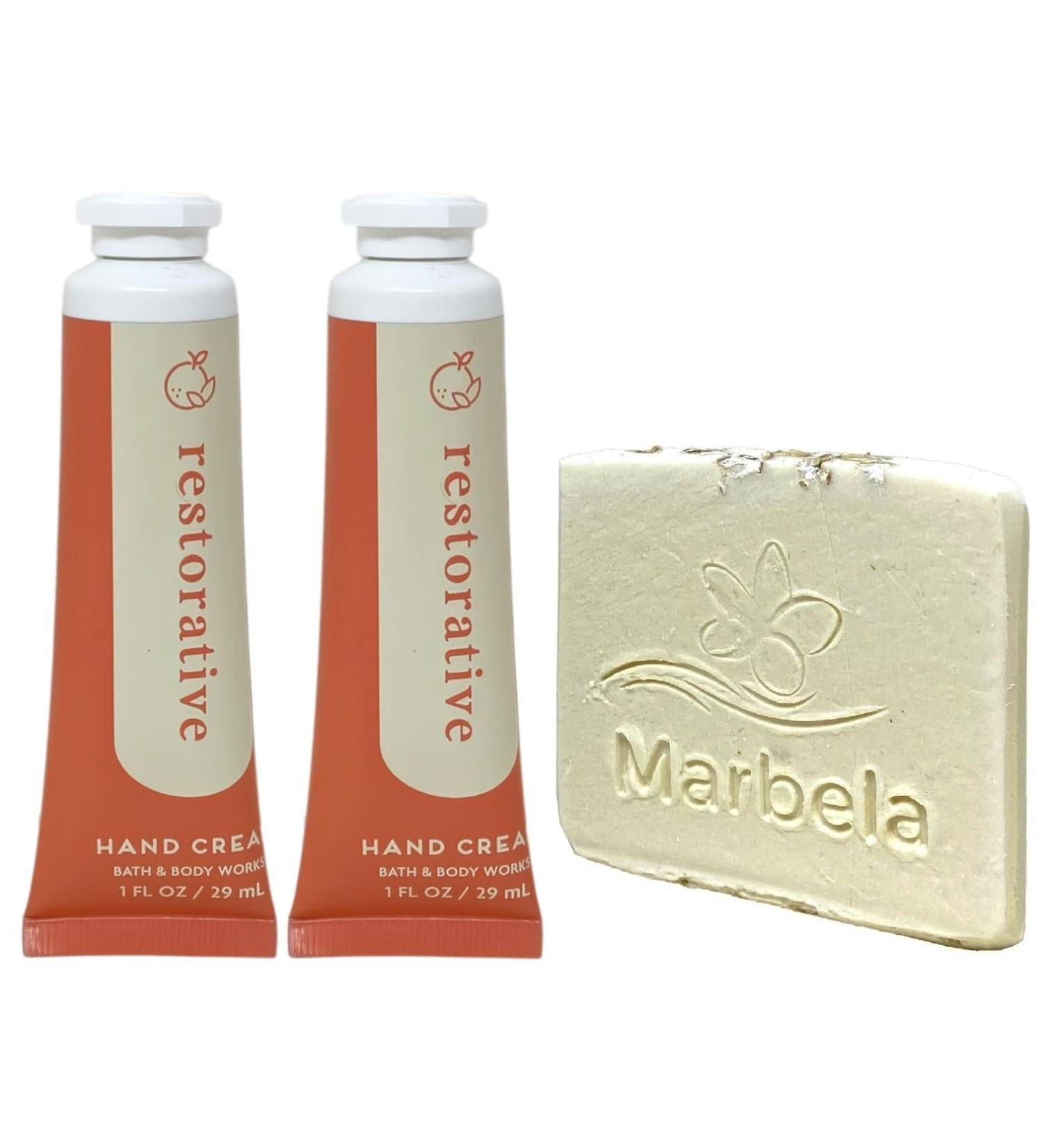 Bath & Body Works 2 Restorative - Of Hand Cream With a Natural Oats Sample Soap.