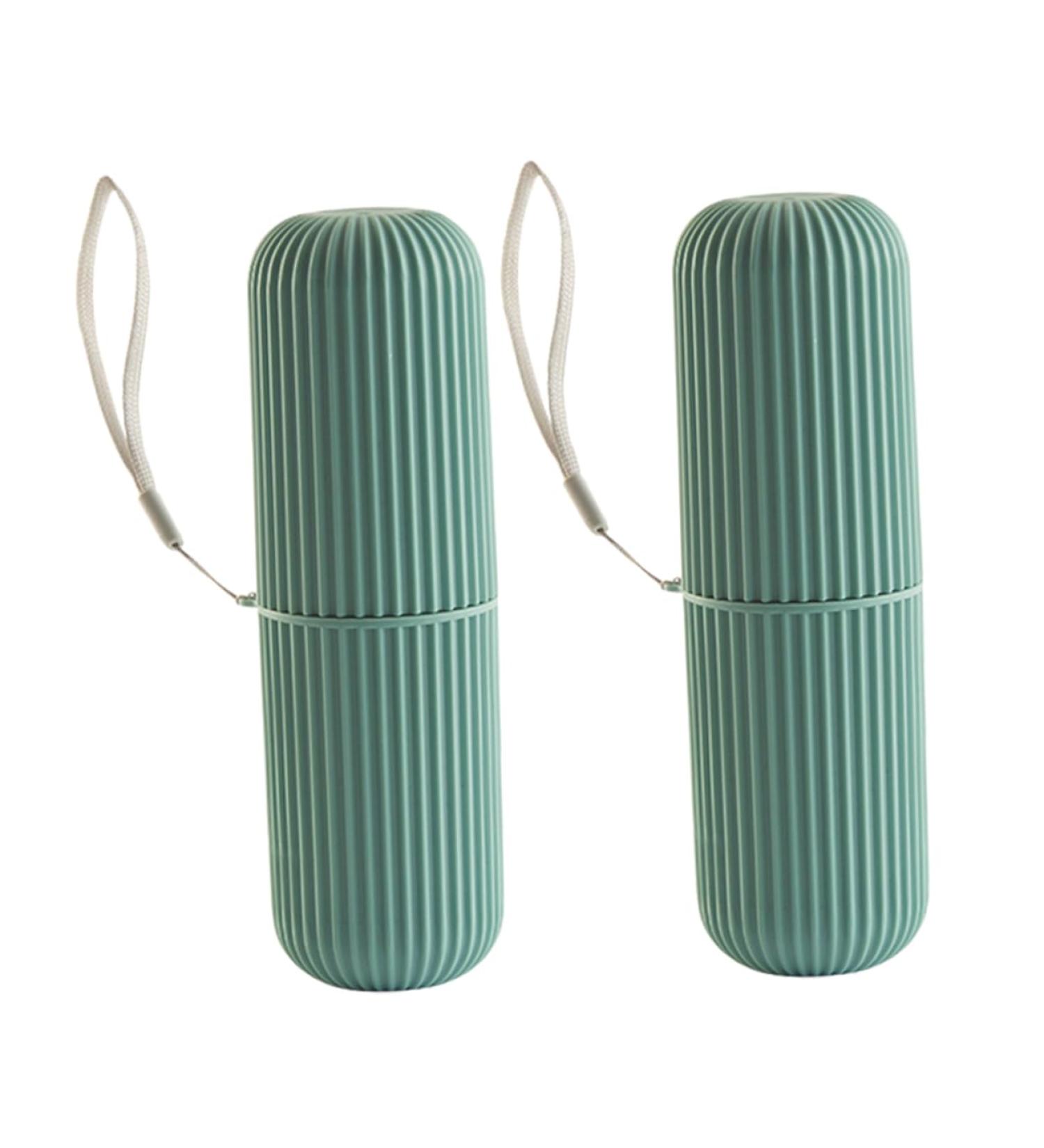 IWOWHERO Travel Toothpaste Brush Container - 2 Piece Tooth Cleaning Organizer | Green | 5.5x5.5x19cm - Perfect for International Shipping - Buy Online on GoSupps.com