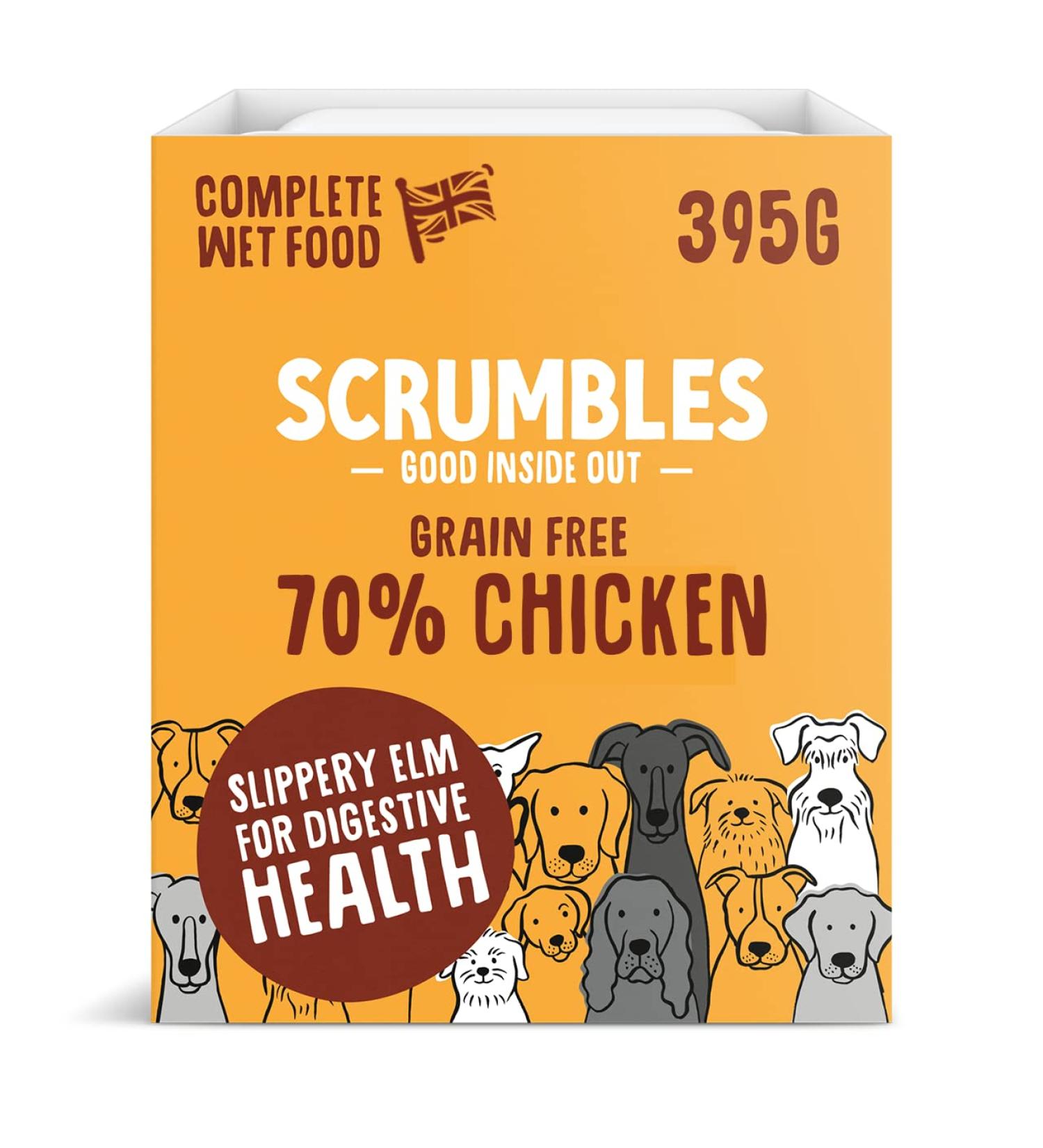 Scrumbles Natural Wet Dog Food Grain Free Recipe with 70% Chicken and Slippery Elm 7x 395g package may vary - Buy Online on GoSupps.com
