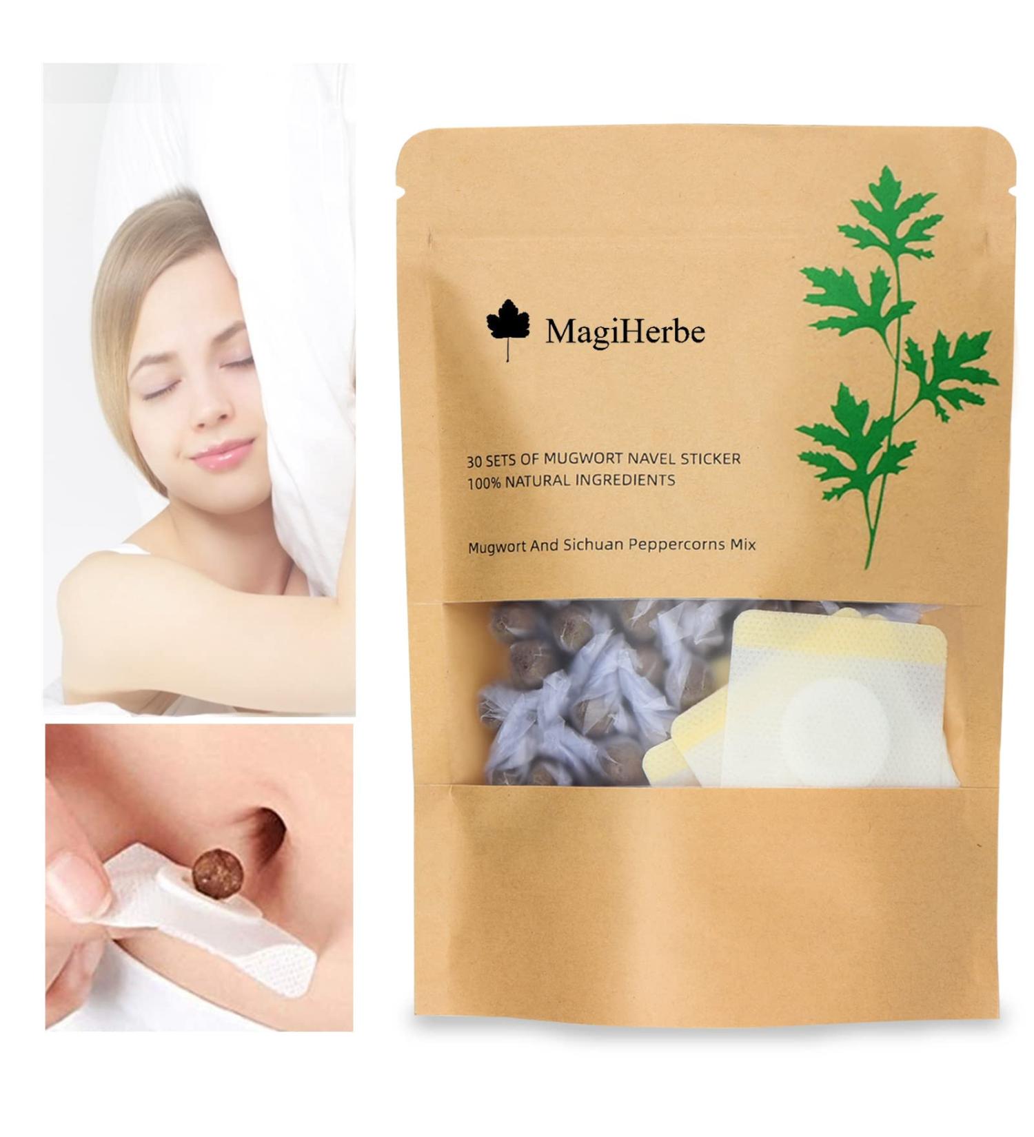 MagiHerbe Mugwort Navel Sticker 30PCS Wormwood Essence Pills & Belly Patch for Men and Women - Buy Online on GoSupps.com