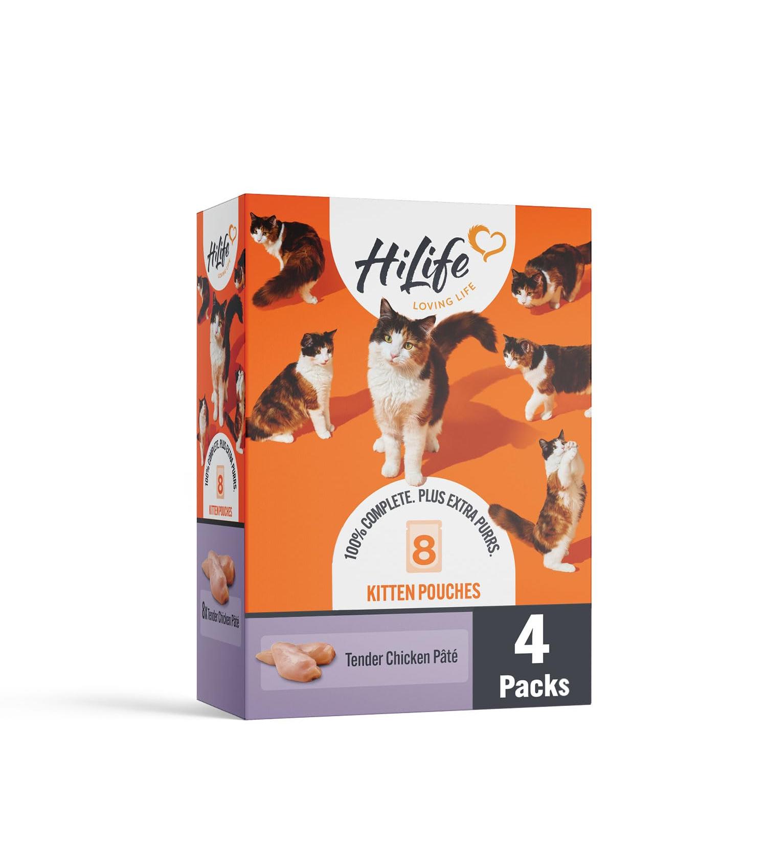HiLife Kitten Wet Cat Food Tender Chicken Pate Complete Cat Food Pouches for Kittens 1 - 12 Months 100% Natural & Grain Free (8 x 70g Pouches) 4 Pack 70 g (Pack of 32) Chicken Pate - Buy Online on GoSupps.com