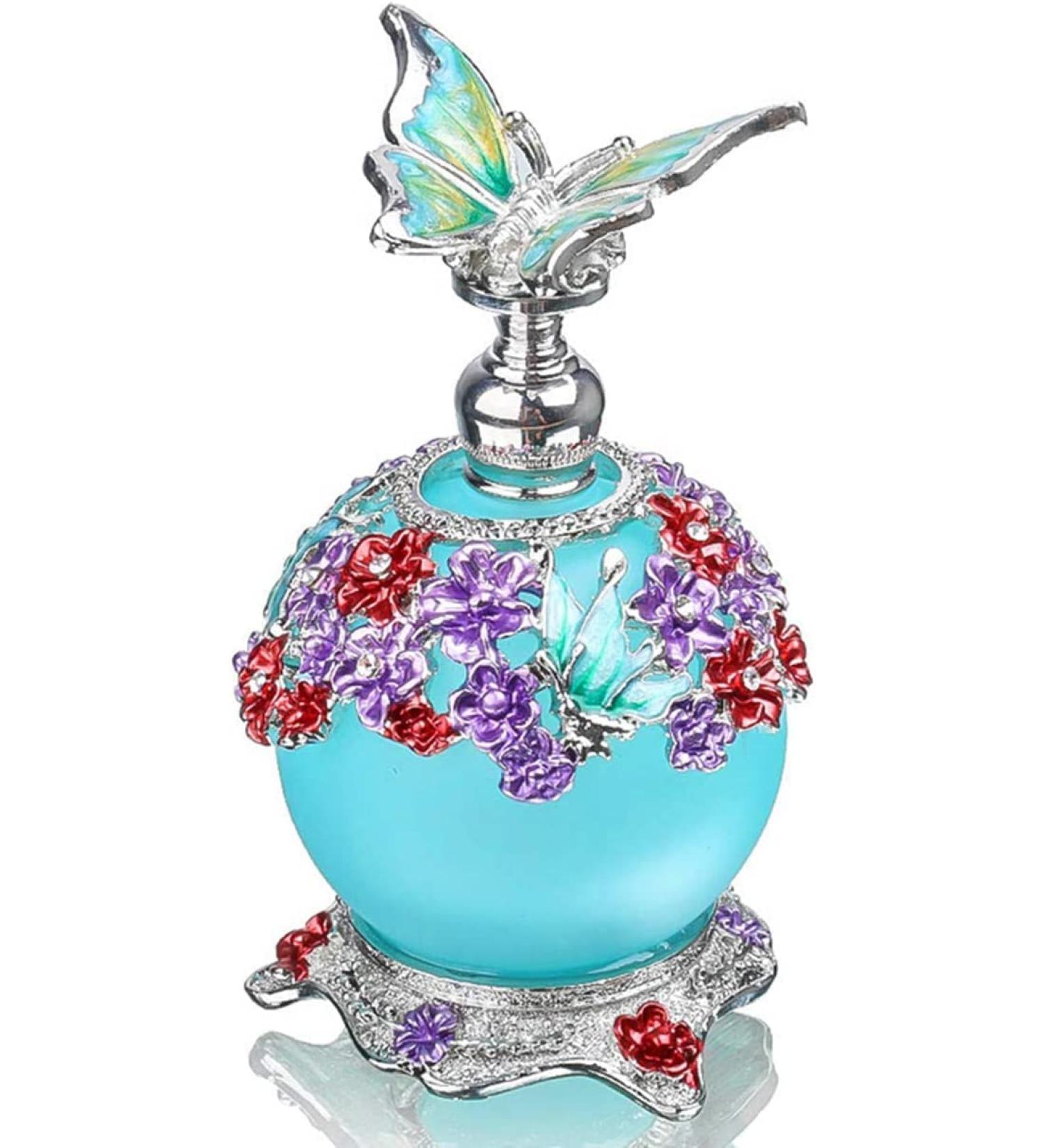 DNCG Perfume Refillable Bottle Portable Perfume Atomiser Fancy Retro Frosted Blue Restoring Glass Perfume Bottle with Butterfly Stopper Empty Refillable - Buy Online on GoSupps.com