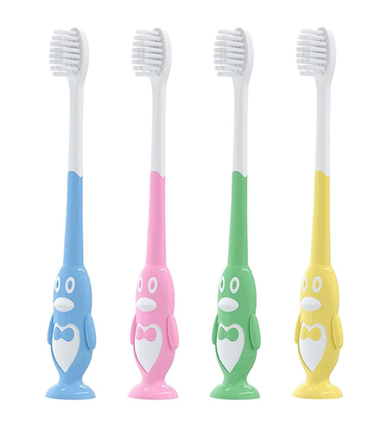 Clean Cute Penguin Children's Toothbrush - Manual Suction Cup Design for Ages 3-12 | 1 Pack - Buy Online on GoSupps.com