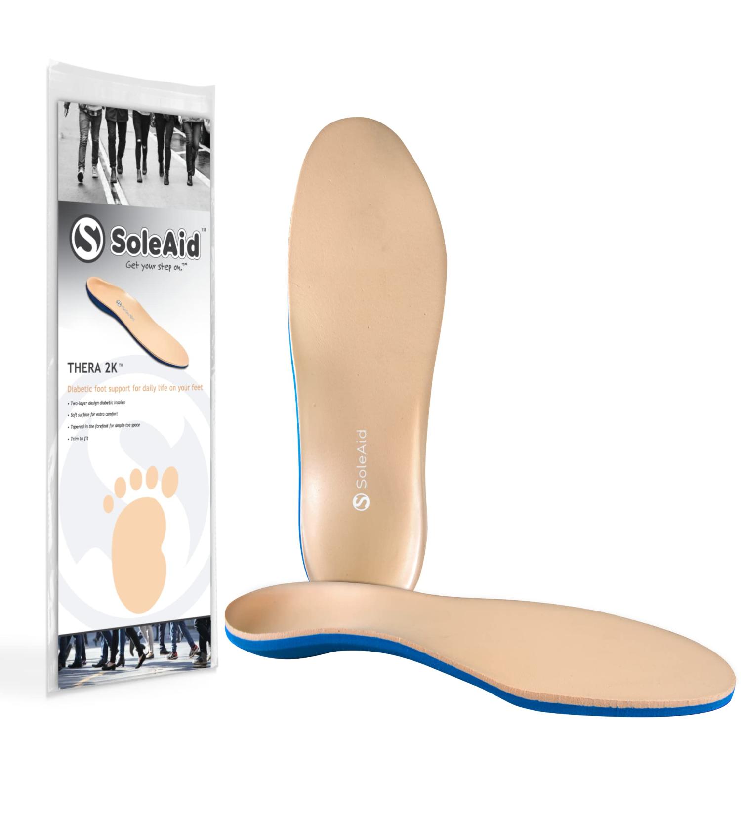 SoleAid Thera2K 2-Layer Diabetic Insole - Lightweight Anti-Friction Foot Support (L 11-12 Women/9-10 Men) - Buy Online on GoSupps.com