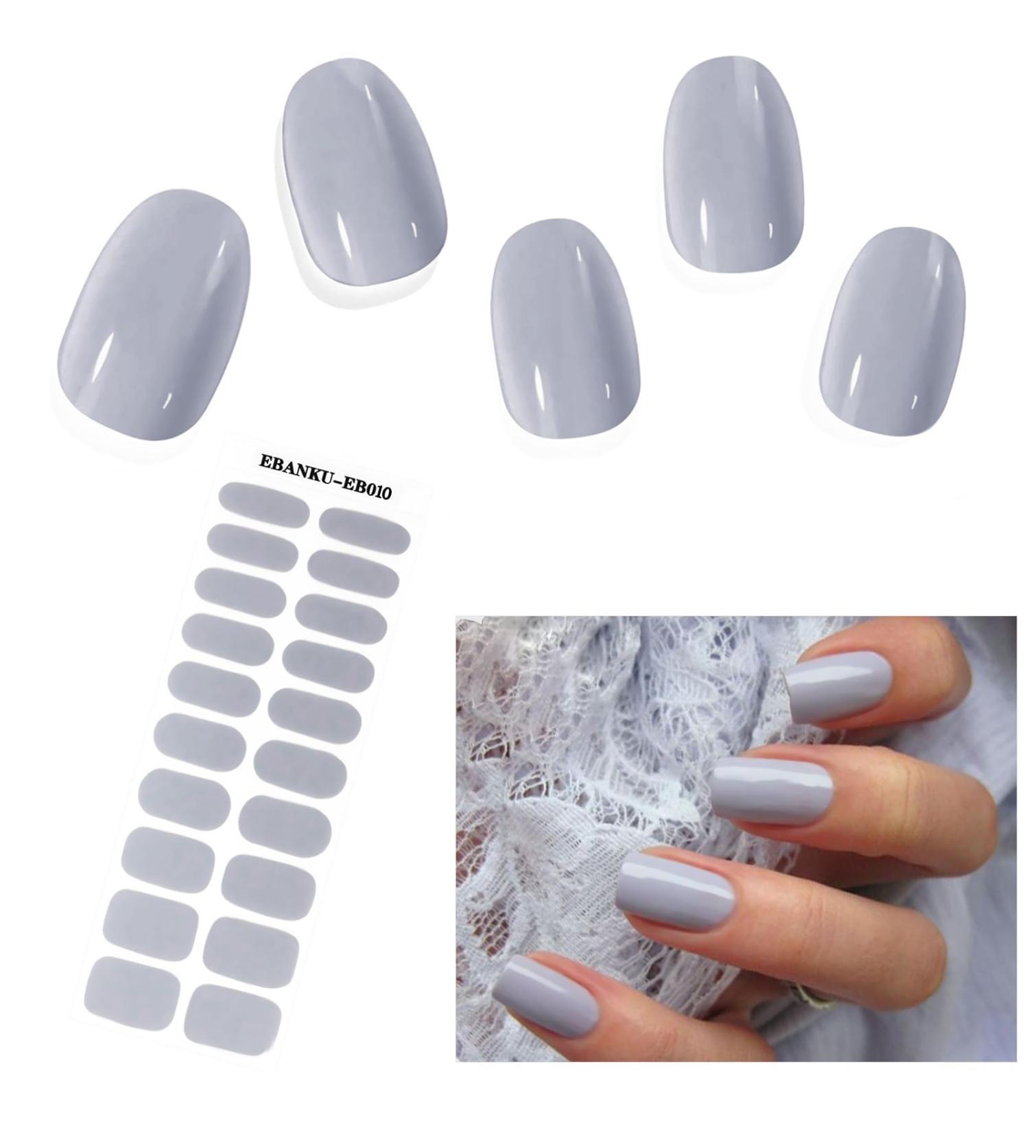 Ebanku 20PCs Gray UV Gel Nail Film - Self-Adhesive Nail Foil Wraps & Stickers for Women & Girls - Includes Nail File & Stick for Easy Nail Decoration - Buy Online on GoSupps.com