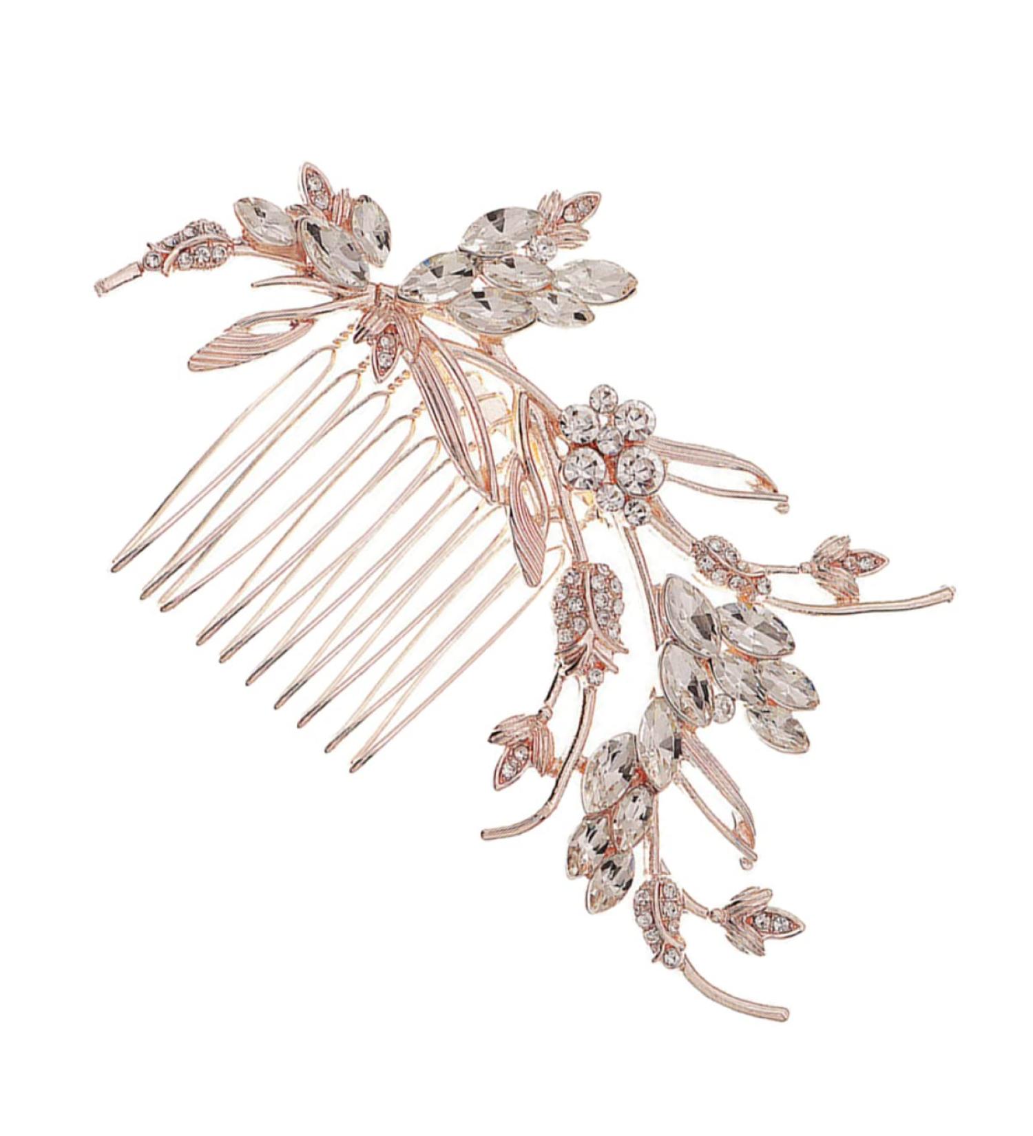 Ipetboom Bridal Comb Rhinestones Wedding Headpiece Flowers Decoration Hair Fork Clip Side Combs Vintage Wedding Ceremony Decorations Pearl Hair Retro Decor Branch The Photo Bride Zinc Alloy - Buy Online on GoSupps.com
