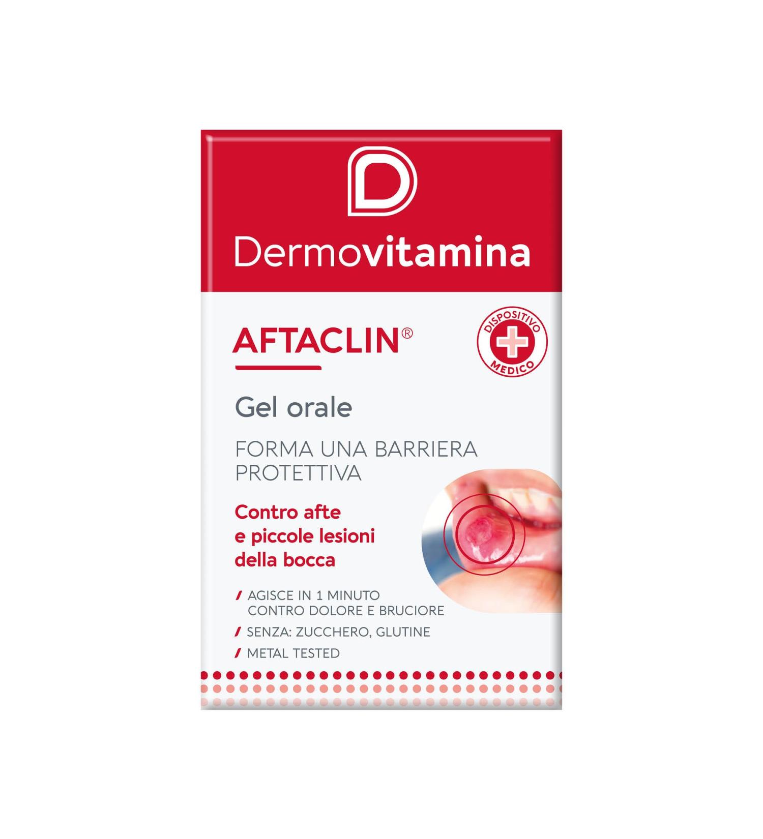 Dermovitamina Aftaclin Oral Gel Against Mouth Ulcers And Small Mouth Wounds 7 ml - Buy Online on GoSupps.com