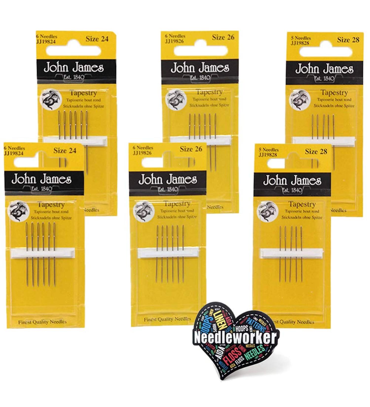 John James Tapestry Needles Bundle - Sizes 24, 26, & 28 (2 Pack Each) with Gift Decorative Needleworker Magnet - Buy Online on GoSupps.com