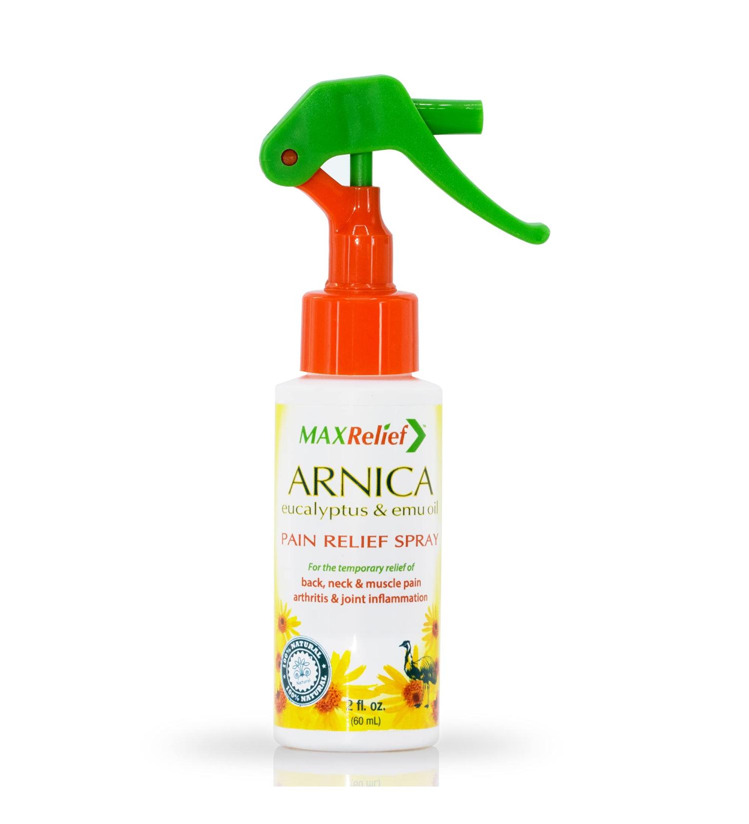 MaxRelief Arnica Pain Relief Spray - Fast-Acting Muscle & Joint Pain Relief - Relaxing Warmth for Muscles Stiff Joints and Bruises - 100% Natural Formula - Aspirin-Free - Travel Size - 2 Oz 2 Fl Oz (Pack of 1) - Buy Online on GoSupps.com