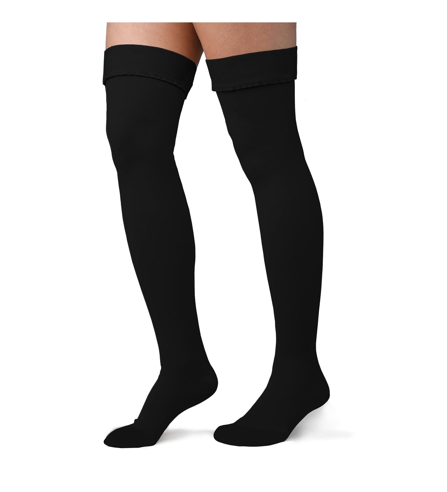 Thigh-High Compression Stockings 20-30 mmHg | Closed Toe | Medical Class 1 Support for Men & Women - Medium Black - Buy Online on GoSupps.com
