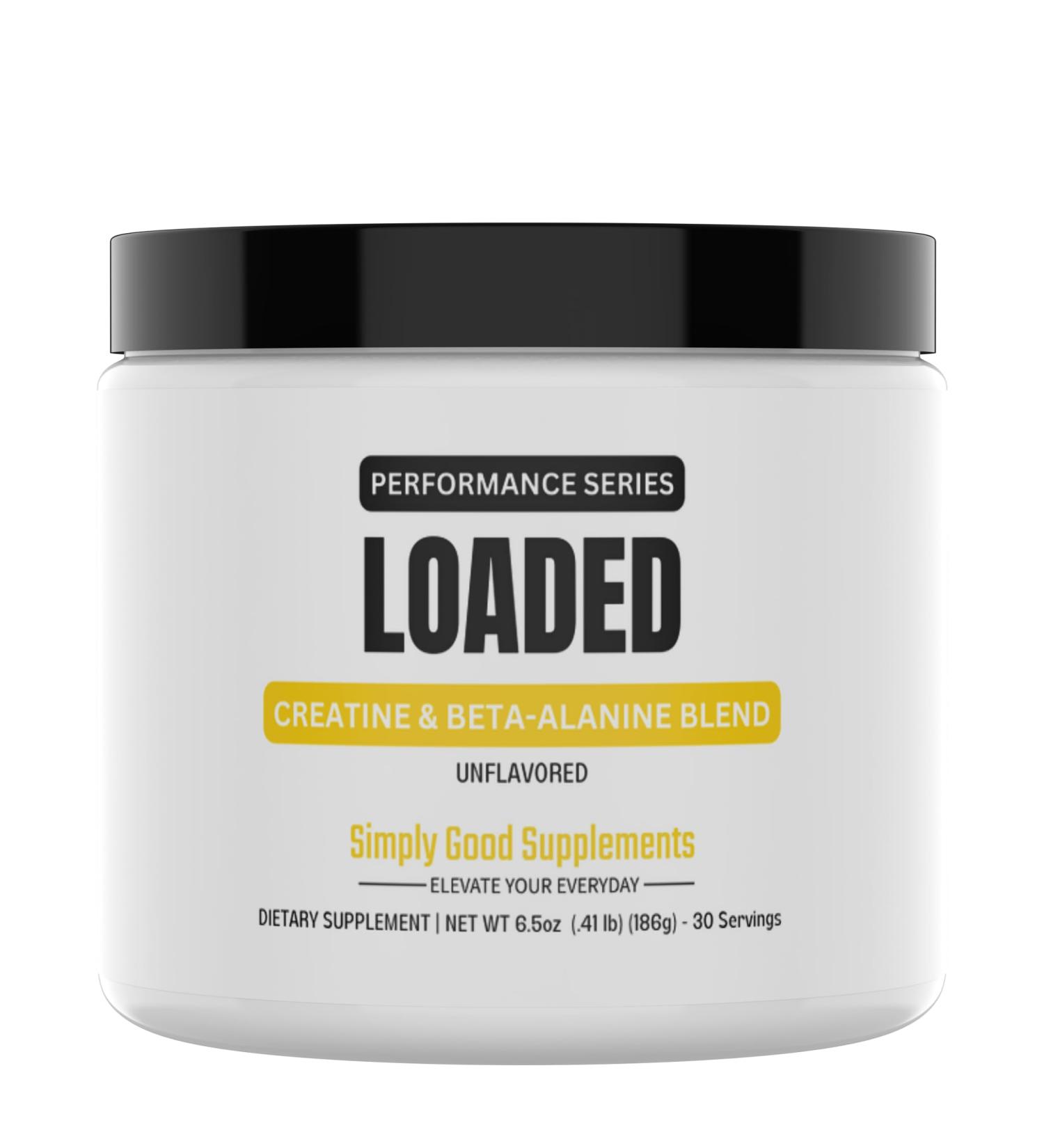 Loaded Creatine & Beta-Alanine Powder 3200mg Beta-Alanine and 3000mg Creatine Monohydrate Boost Strength, Power, and Endurance Daily Muscle Performance Support Supplement 30 Servings - Buy Online on GoSupps.com
