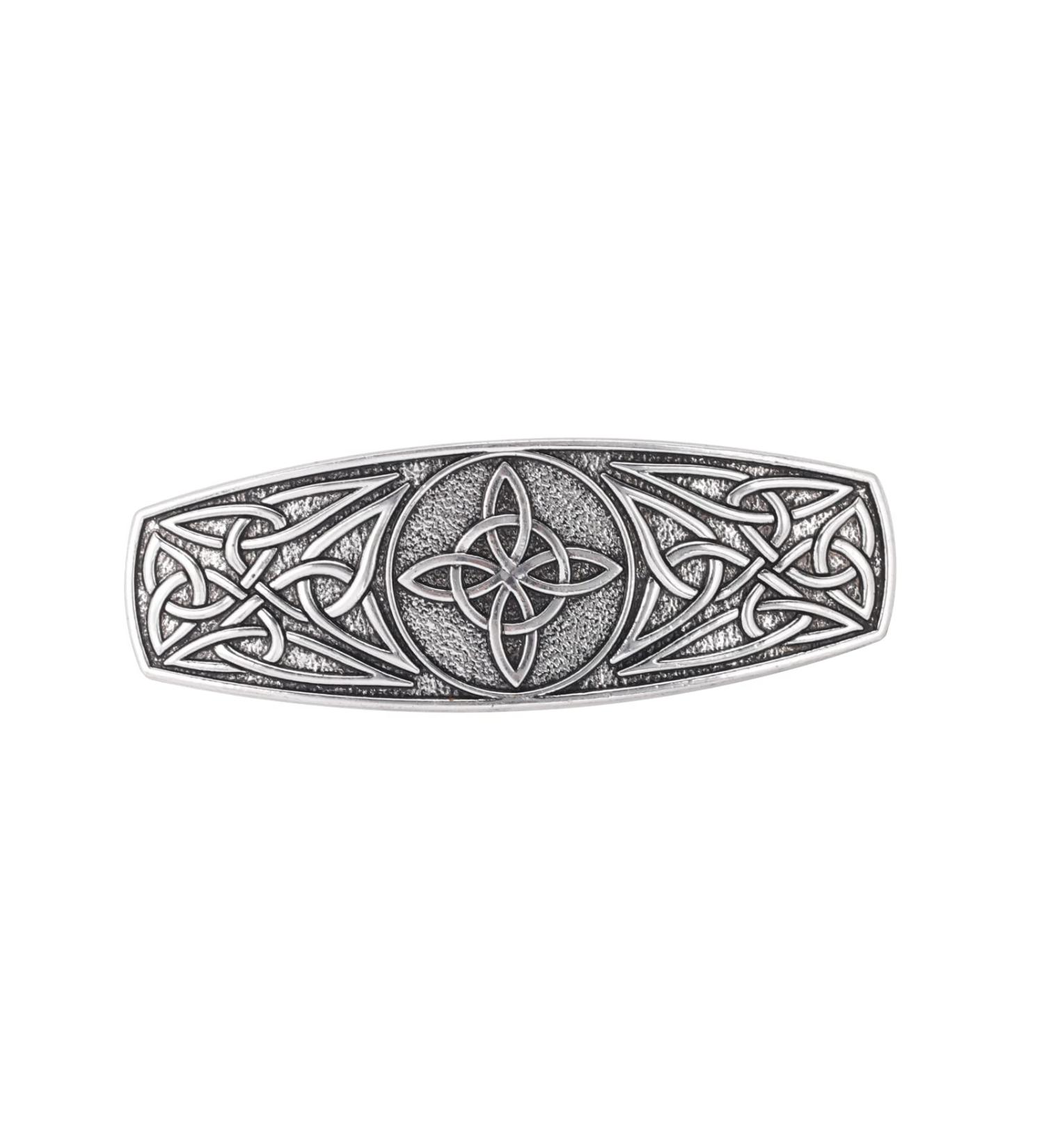 Metal Celtic Knot Barrette 4-Pointed Witches Knot Hair Clip - Silver - Buy Online on GoSupps.com
