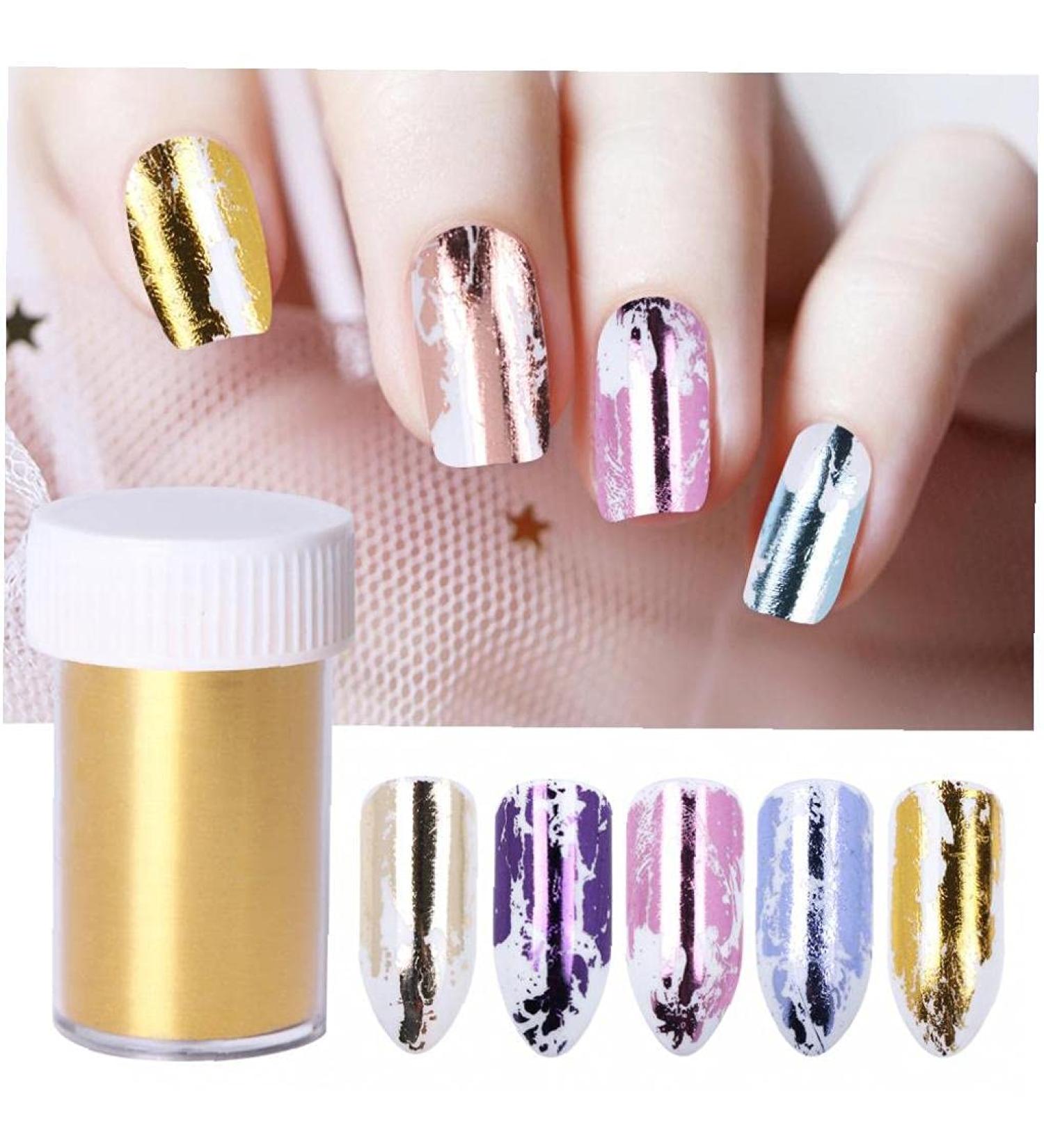 Holographic Nail Foil Sticker - Gold Transfer Nail Polish Stickers for Men & Women | 100x4cm Nail Art Tool - Buy Online on GoSupps.com