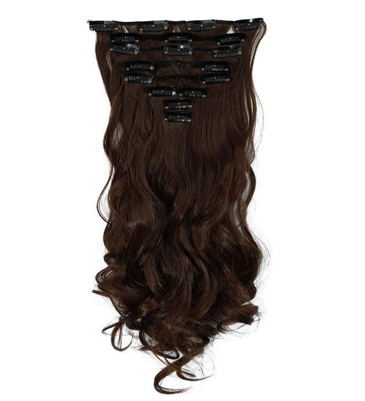 S-Noilite 17 Full-Head Clip-In Ombre Hair Extensions - Medium Brown Dip Dye 8pcs Long Hair (43 cm) - Buy Online on GoSupps.com