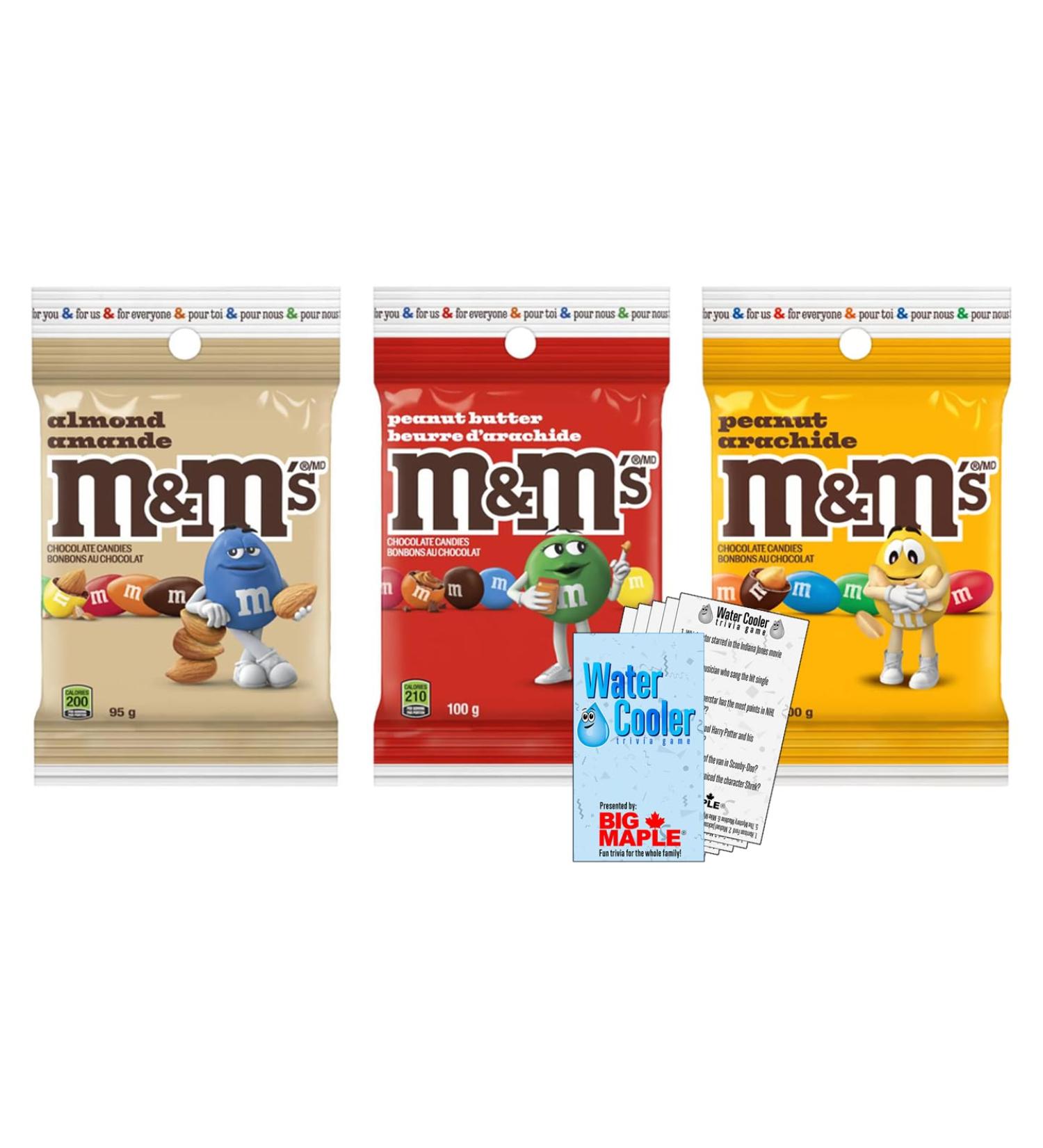 Peanut Themed Candy Snack Bundle. Includes (3) Total Packages of Candy Coated Treats Peanut (100g) Almond (95g) & Peanut Butter (100g) with Water Cooler Trivia Game by BIG MAPLE . Tasty Treat for Breakfast Snack School Office Movies - Buy Online on GoSupps.com