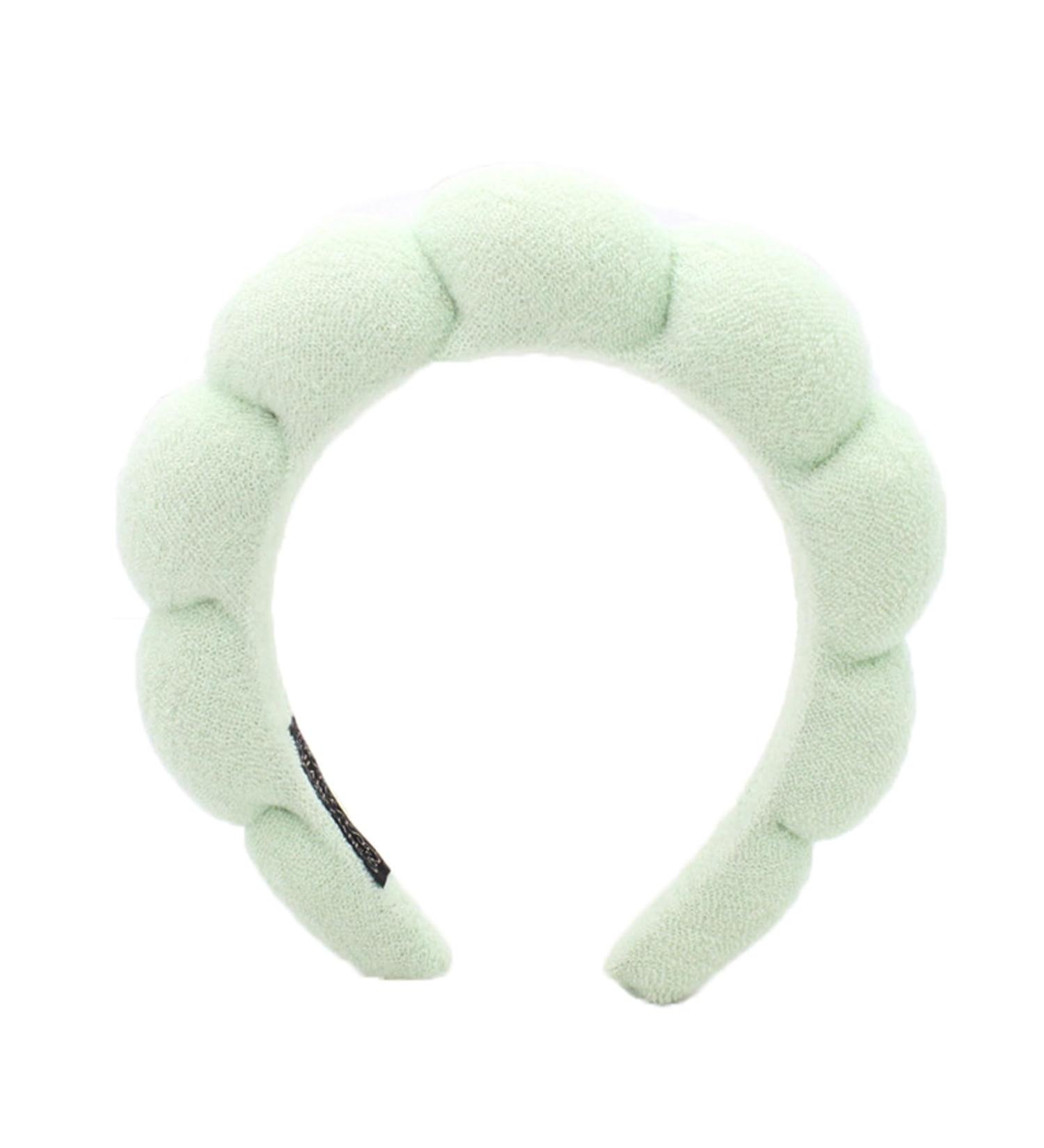 Ycfish Puffy Spa Headband for Women - Green Sponge & Terry Towel Fabric - Ideal for Makeup, Skincare, Shower - Cute Design - Facial Mask Headband - Buy Online on GoSupps.com