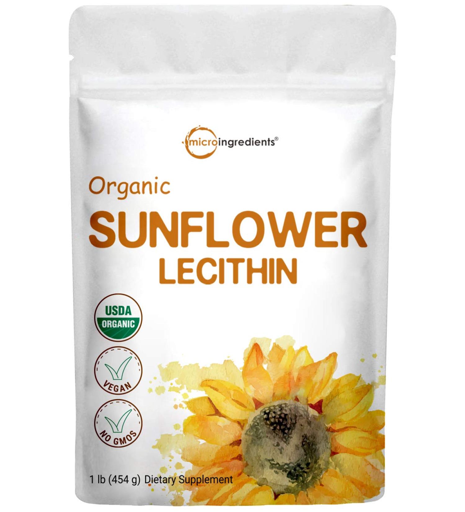 Sustainably Farmed Organic Sunflower Lecithin Powder 1lb - Cold Pressed, Rich in Phosphatidyl Choline & Protein - Ideal for Liposomal Vitamin C & Lactation - Non-GMO - Buy Online on GoSupps.com