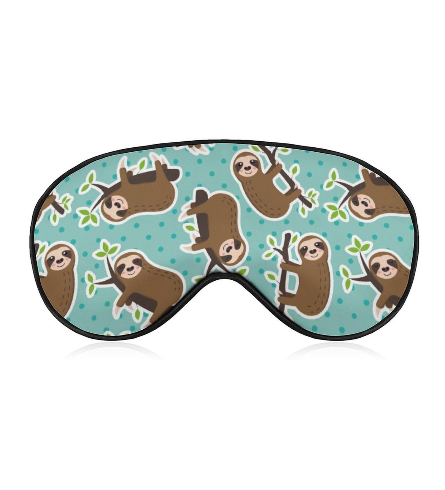 Sloth & Polka Dots Sleep Mask - Adjustable Eye Cover for Sleeping & Travel - Buy Online on GoSupps.com