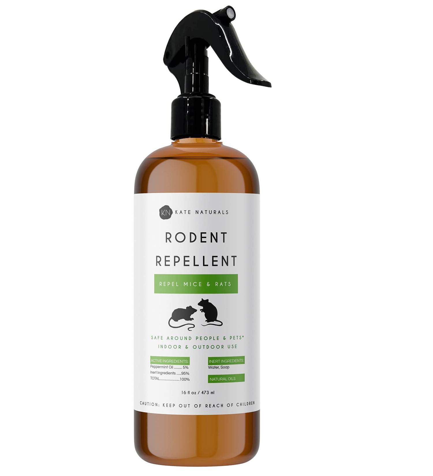 Kate Naturals 16oz Rodent Repellent Spray - Peppermint Oil Formula for Mice, Rats, Raccoons, and Ants - Non-Toxic Outdoor Pest Control - Made in USA - Buy Online on GoSupps.com