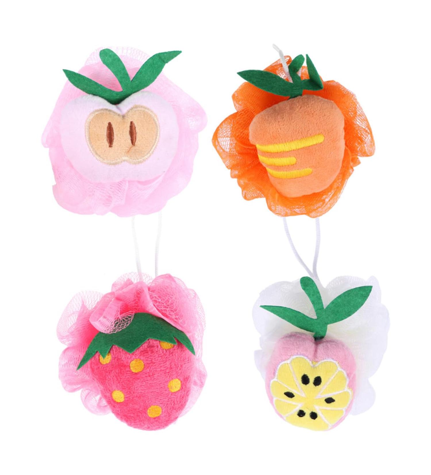 4 Pcs Shower Ball Bath Ball - Soft Mesh Sponge Pouf for Ultimate Relaxation | International Shipping - Buy Online on GoSupps.com