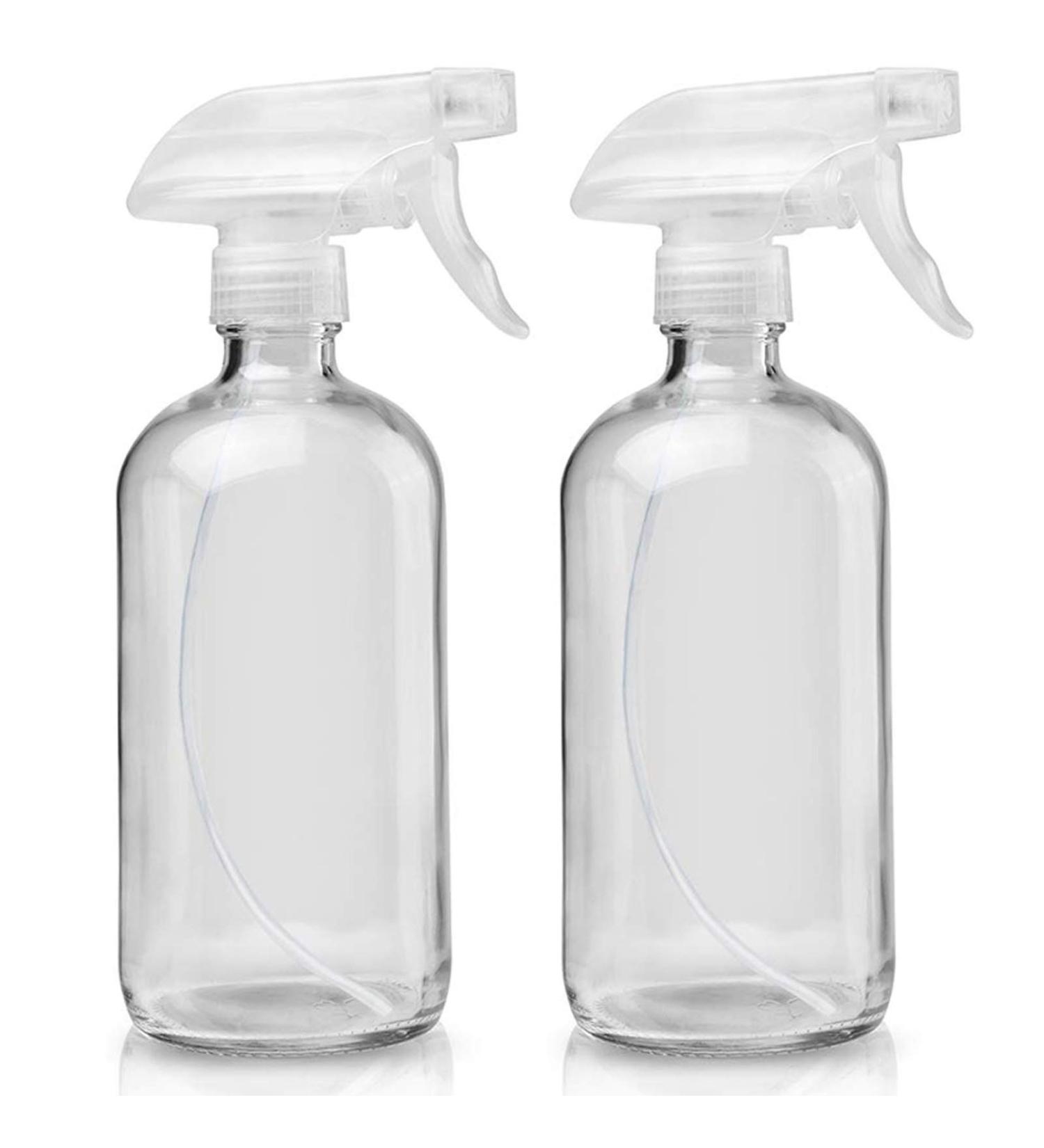 16oz Glass Spray Bottles - Refillable Boston Round Container for Essential Oils, Cleaning Products - White (2 Pack) - Buy Online on GoSupps.com