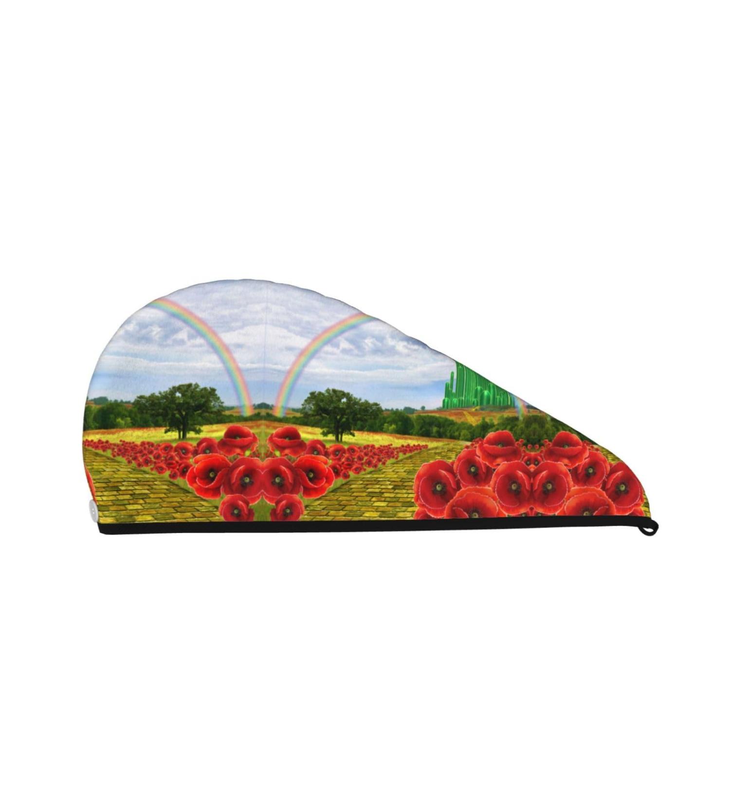 Poppies Field Yellow Brick Road Coral Fleece Dry Hair Hat Bathing Hat Used for Makeup and Bathing Poppies Field Yellow Brick Road One Size - Buy Online on GoSupps.com