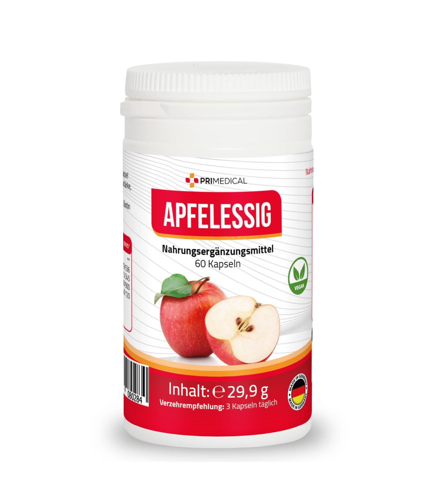 APPLE CIDER VINEGAR CAPSULES vegan with vitamin B6 vitamin B12 folic acid and biotin Primedical 1 x 60 capsules