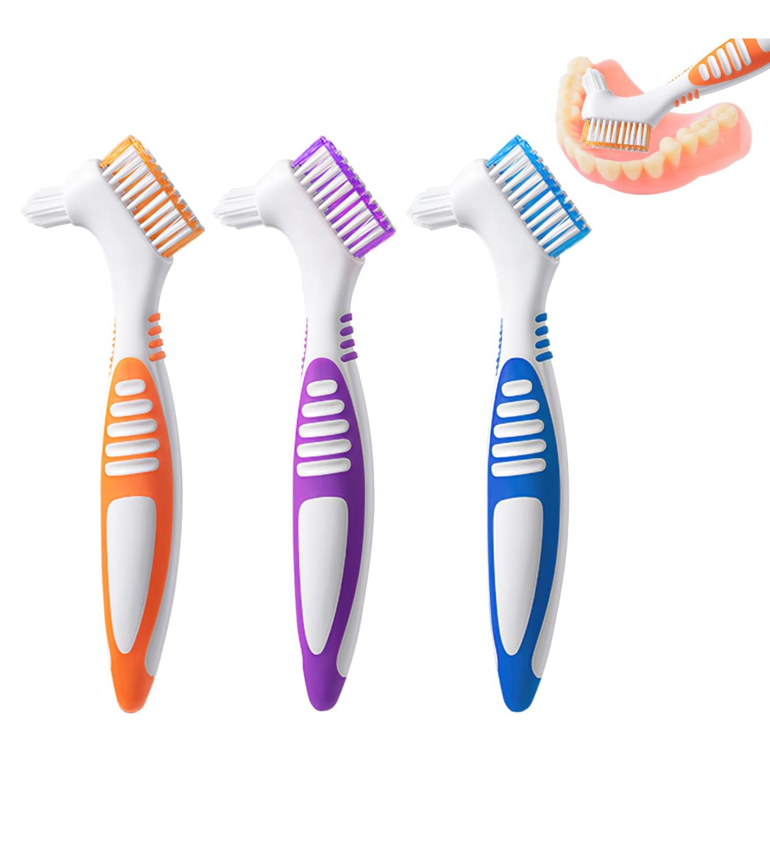 3 Prosthesis Toothbrush | Double-Sided Soft Bristles & Ergonomic Design for Effective Cleaning - Buy Online on GoSupps.com