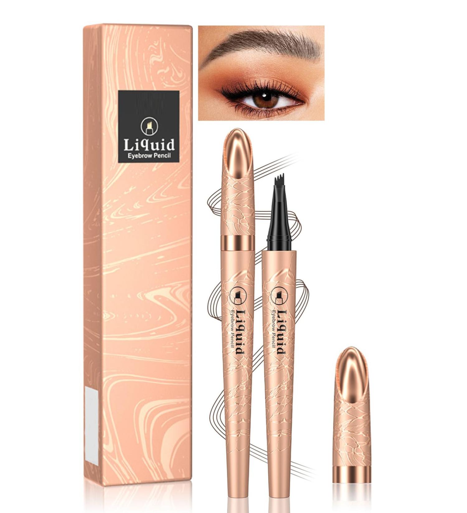 Eyebrow Pencil Liquid Eye Makeup Eyebrow Pencil Waterproof Eyebrow Pencil Micro 4 Tip Waterproof Eyebrow Pencil Women's Natural Eyebrow Pencil (Dark Curry) - Buy Online on GoSupps.com