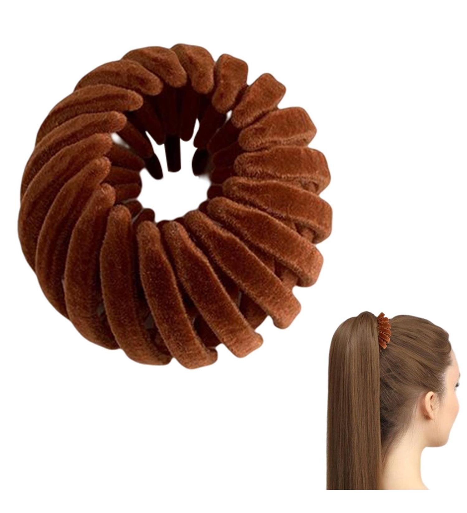 Birds Magic Hair Clip - Nest Velvet Magic Hair Clip | Ponytail Hairpin Curling Clip | Three Rows Of Teeth Styling Supplies For Making Ponytail Bun Hairpin For Long Short Curly Hair Dark Brown - Buy Online on GoSupps.com