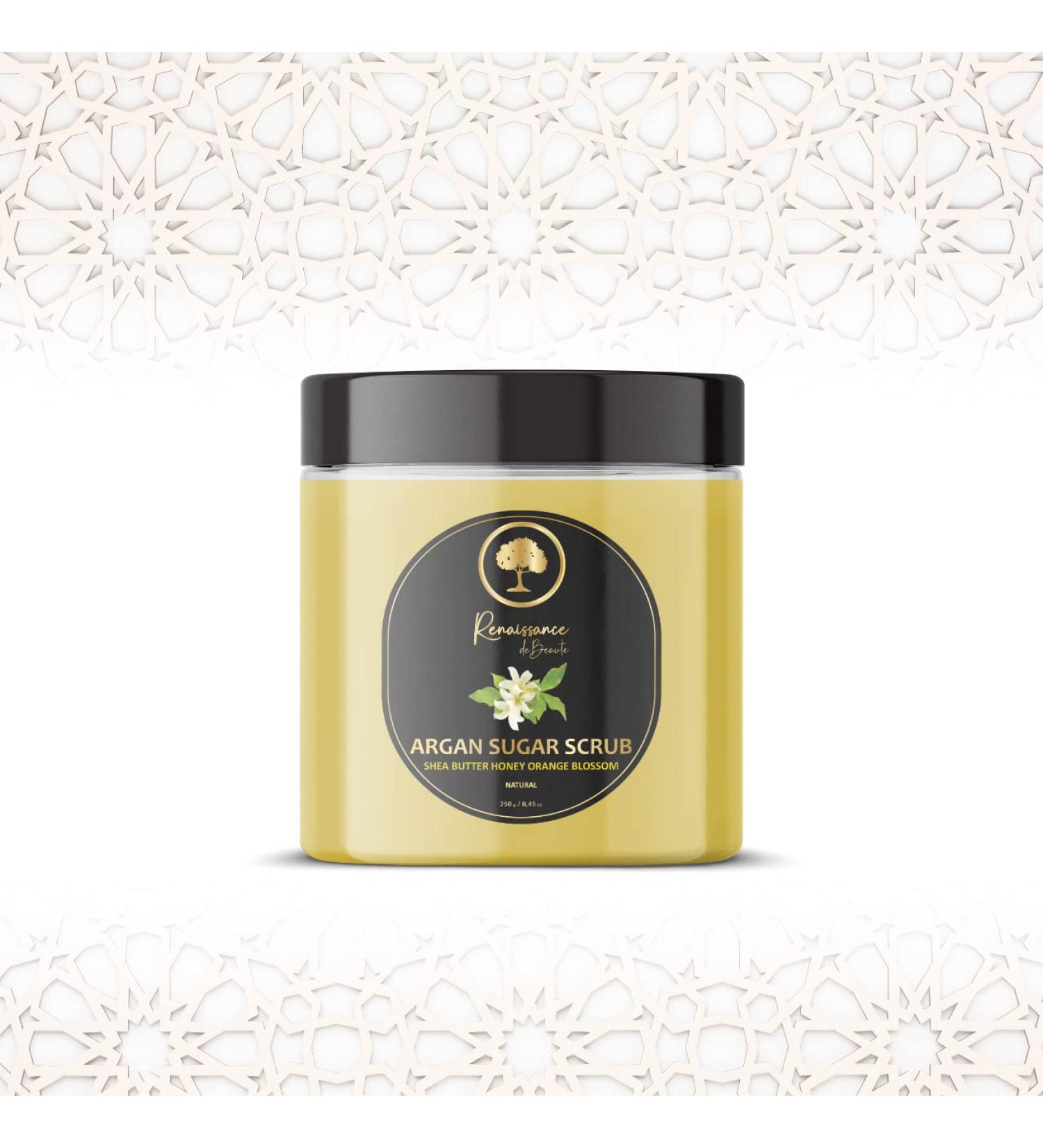 Moroccan Argan Sugar Scrub - Nourishing Orange Blossom & Brown Sugar Exfoliator - 7.05 Fl oz - Pamper Your Skin - Buy Online on GoSupps.com