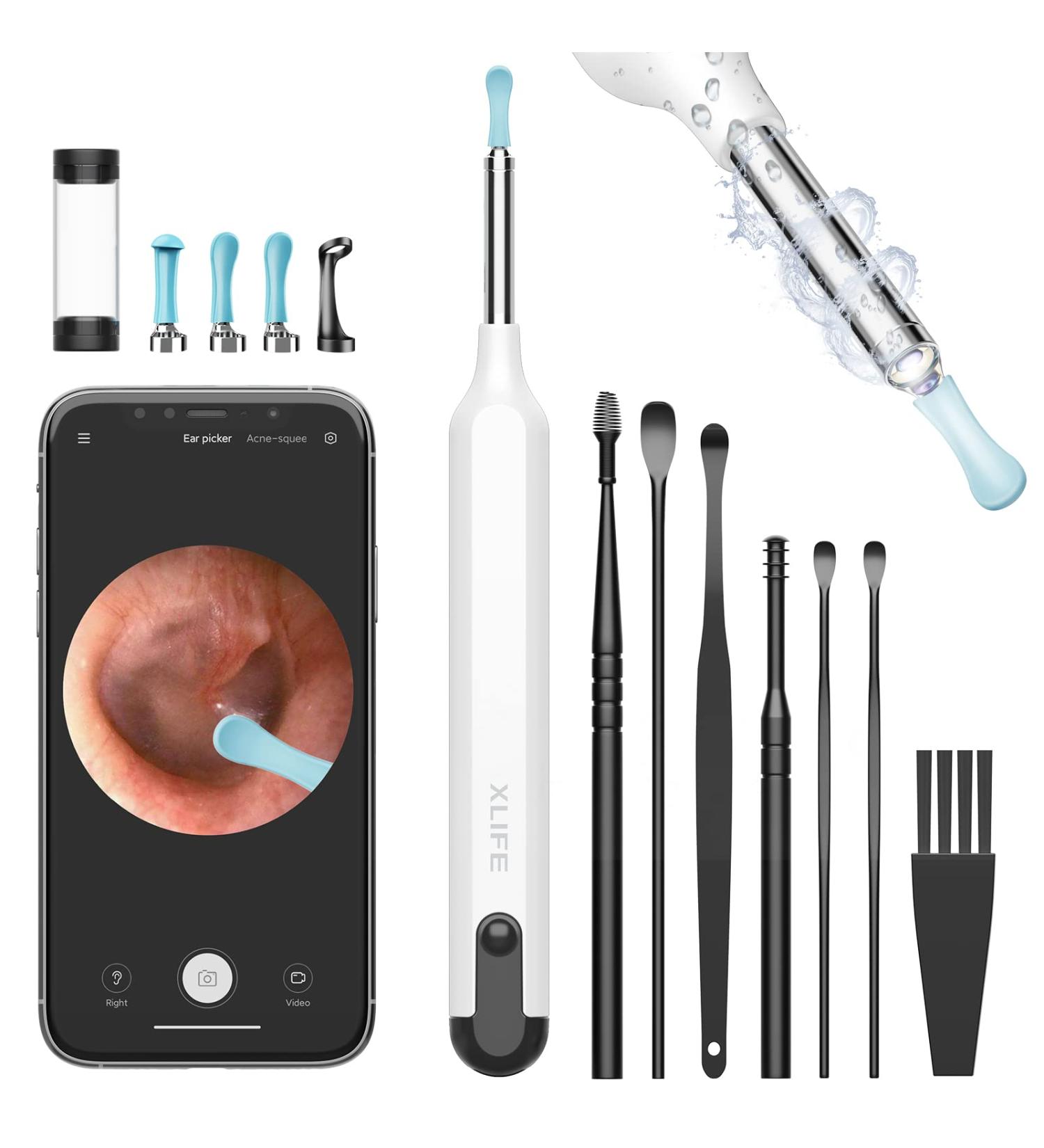 1080P HD Camera Ear Wax Removal Tool Kit - Wireless Otoscope for iPhone, iPad, Android - 7 PCS Ear Set - 6 Lights - Ear Cleaner for Smartphones (White) - Buy Online on GoSupps.com