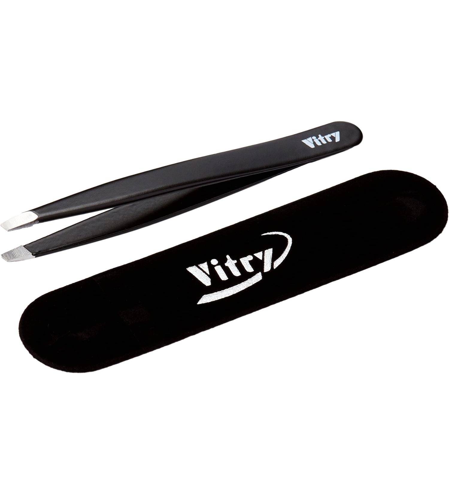 Buy Vitry Coloured Tweezers with Slanted Tips - 1 Piece Black | International Shipping Available - Buy Online on GoSupps.com