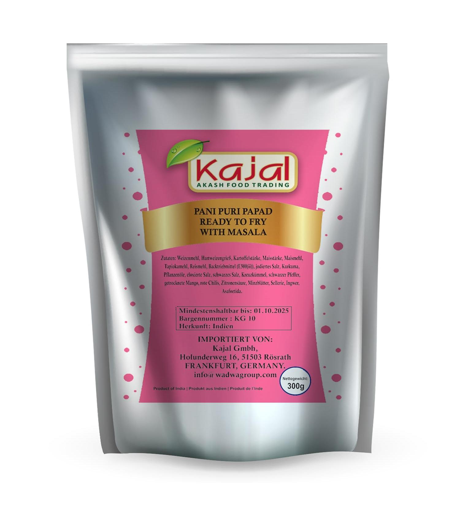 Kajal Pani Puri Golgappa Fry with Masala Fresh Papad Hygeinic & Tasty Ready to Fry (1 x 200g) - Buy Online on GoSupps.com