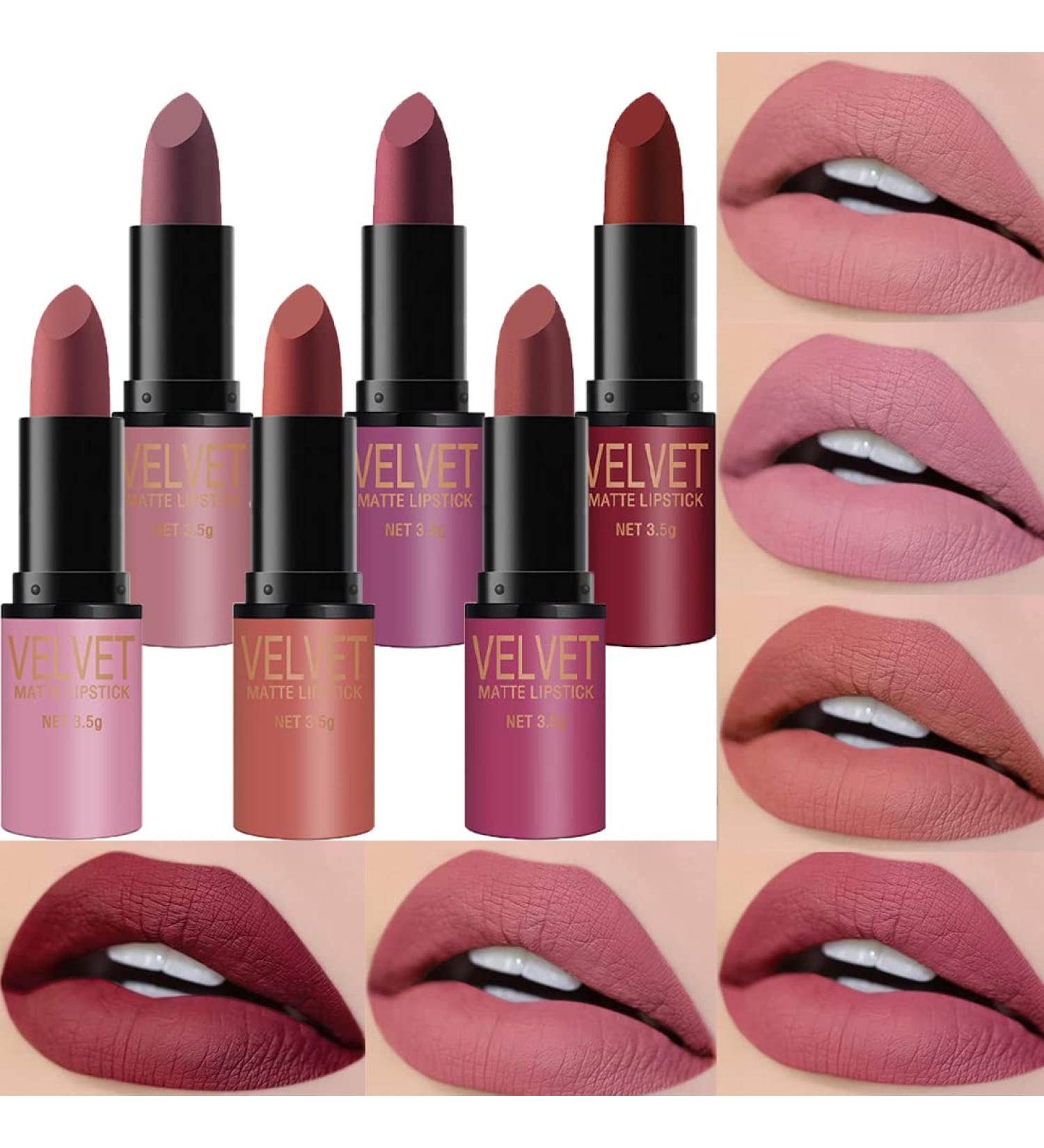 Dulele 6 Colors Velvet Matte Lipstick Set - Long Lasting, Waterproof & Non-Stick Cup for Girls and Women - Buy Online on GoSupps.com