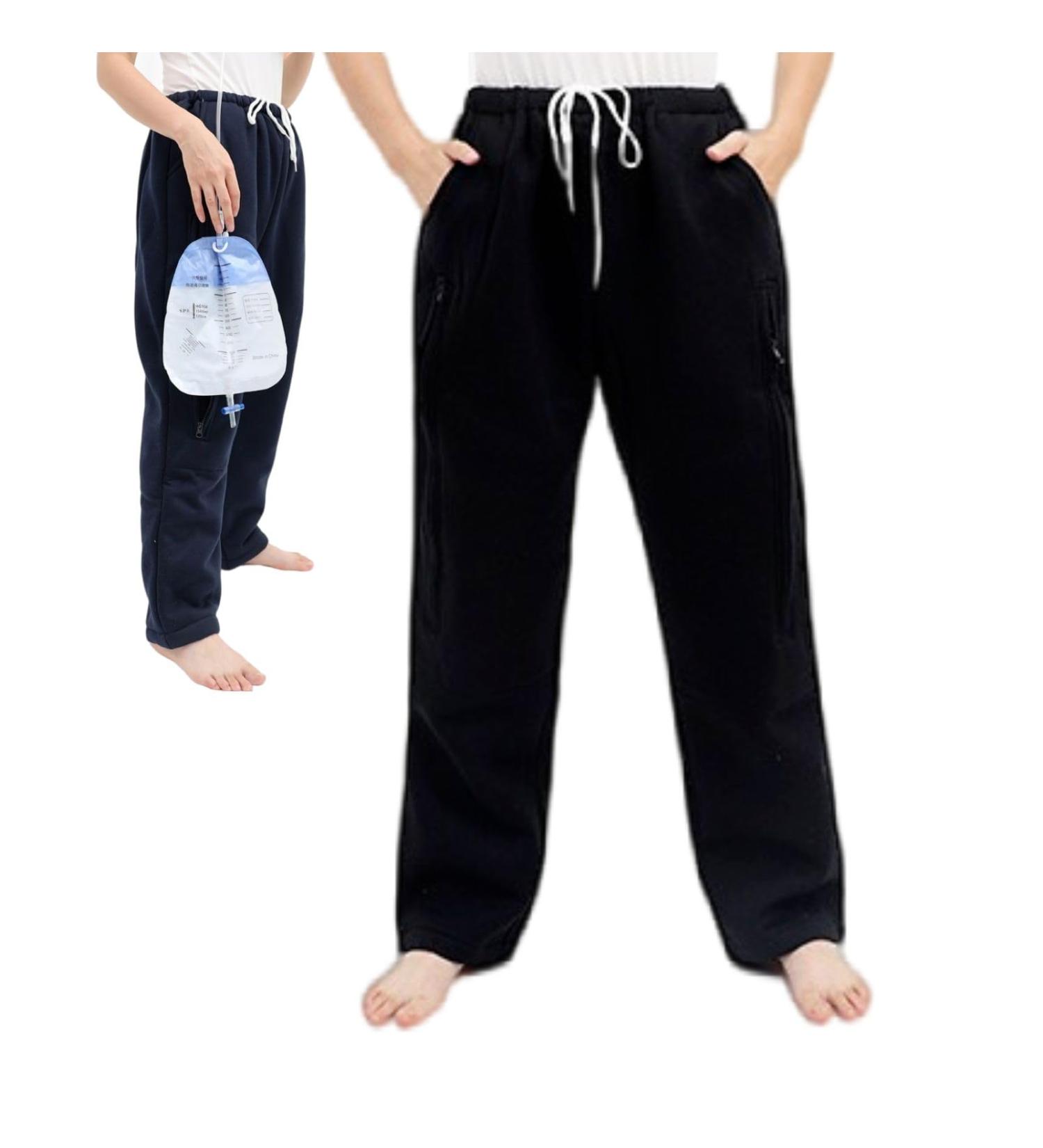 Catheter Leg Bag Pants for Men & Women | Urine Bag Holder with Double Zipper Pockets | Fits 2x2000ml Catheter Bags | Nephrostomy Foley Cystostomy Urostomy | Size M Black - Buy Online on GoSupps.com