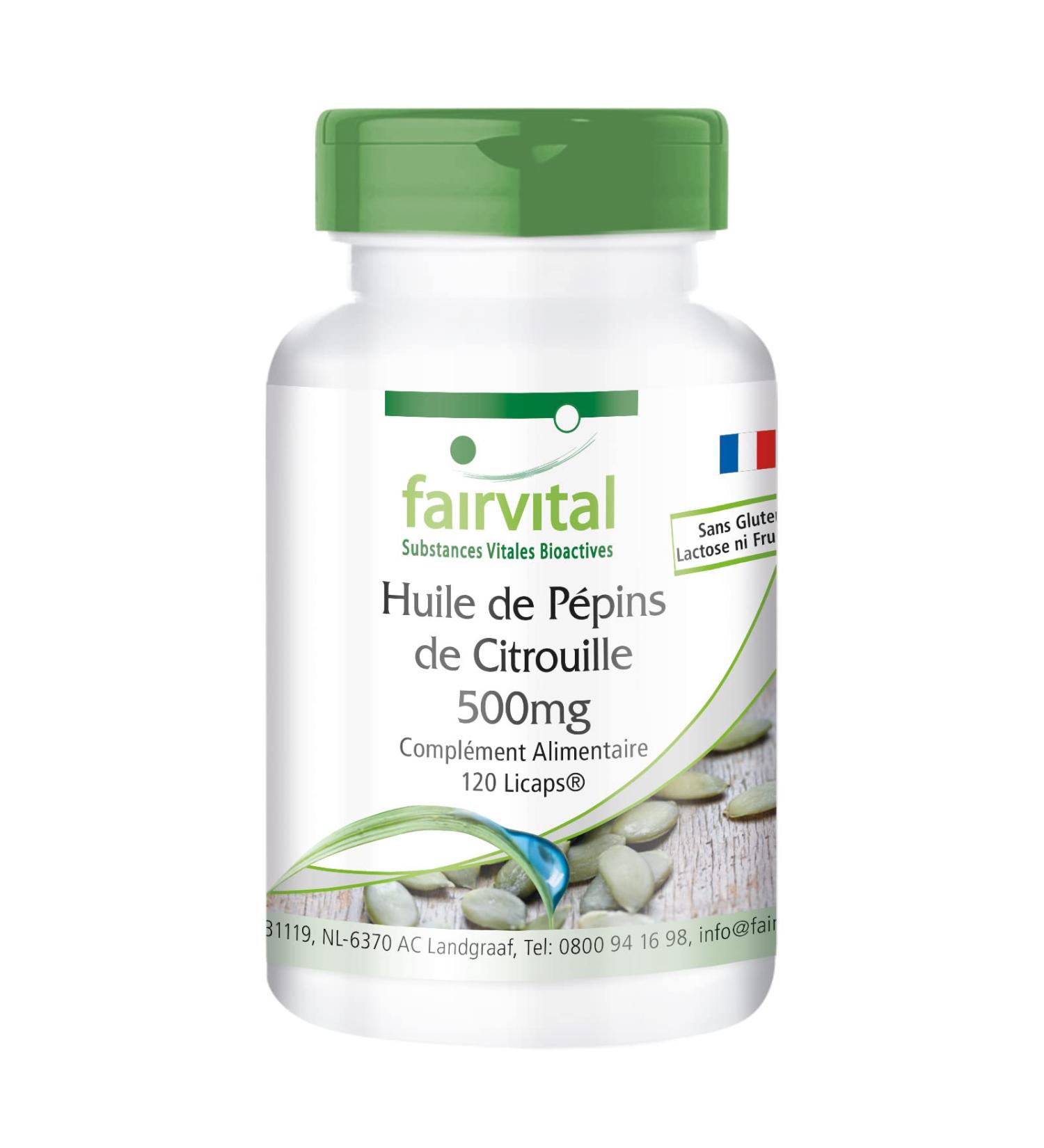 Fairvital | Pumpkin Seed Oil 500mg VEGAN - High Dosed - 120 Licaps - Cold Pressed - Buy Online on GoSupps.com
