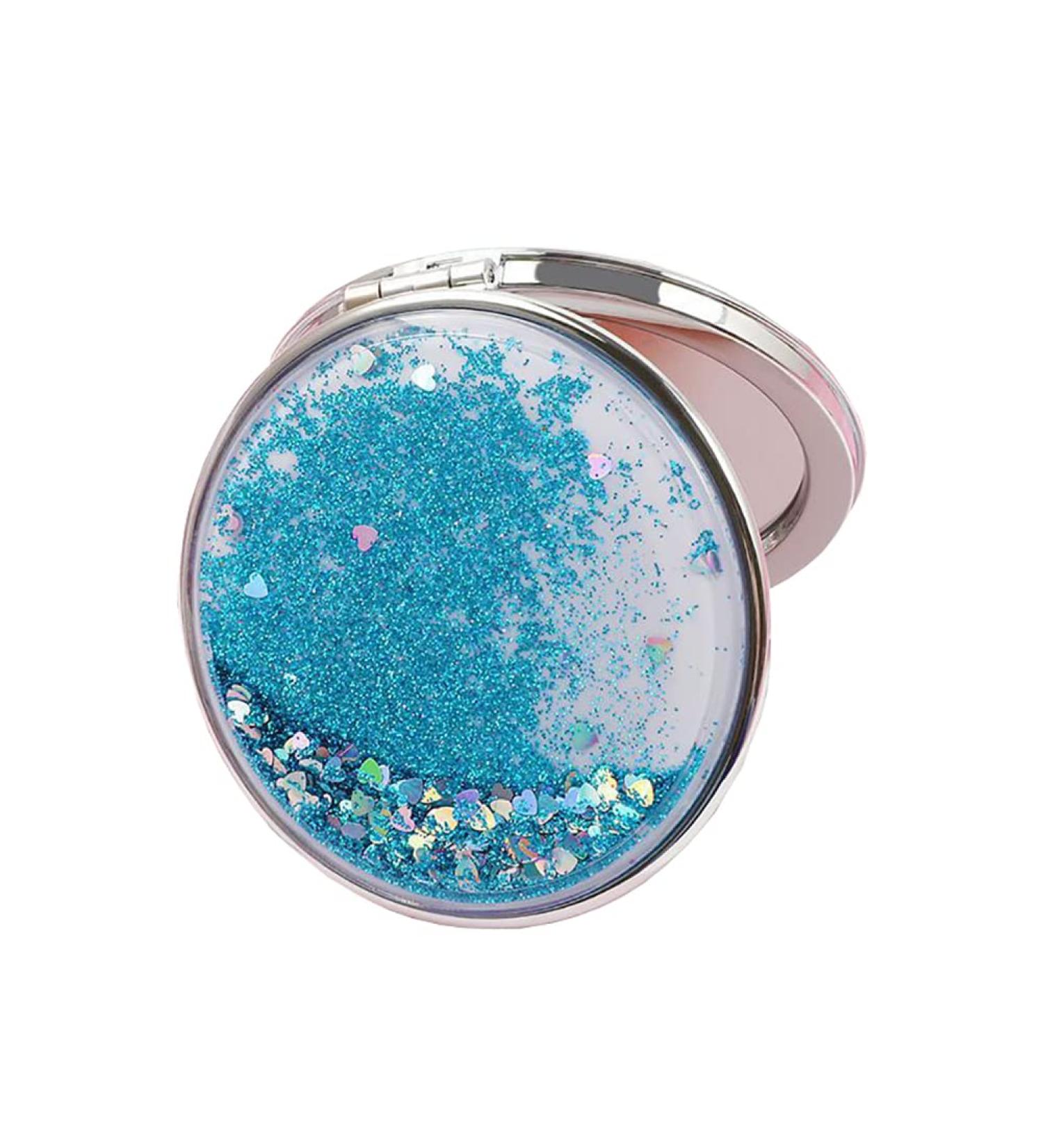 Jihuoo Compact Cosmetic Mirror - Portable Two-Sided Folding Makeup Mirror for Women & Girls - Travel-Friendly Blue Design - Buy Online on GoSupps.com
