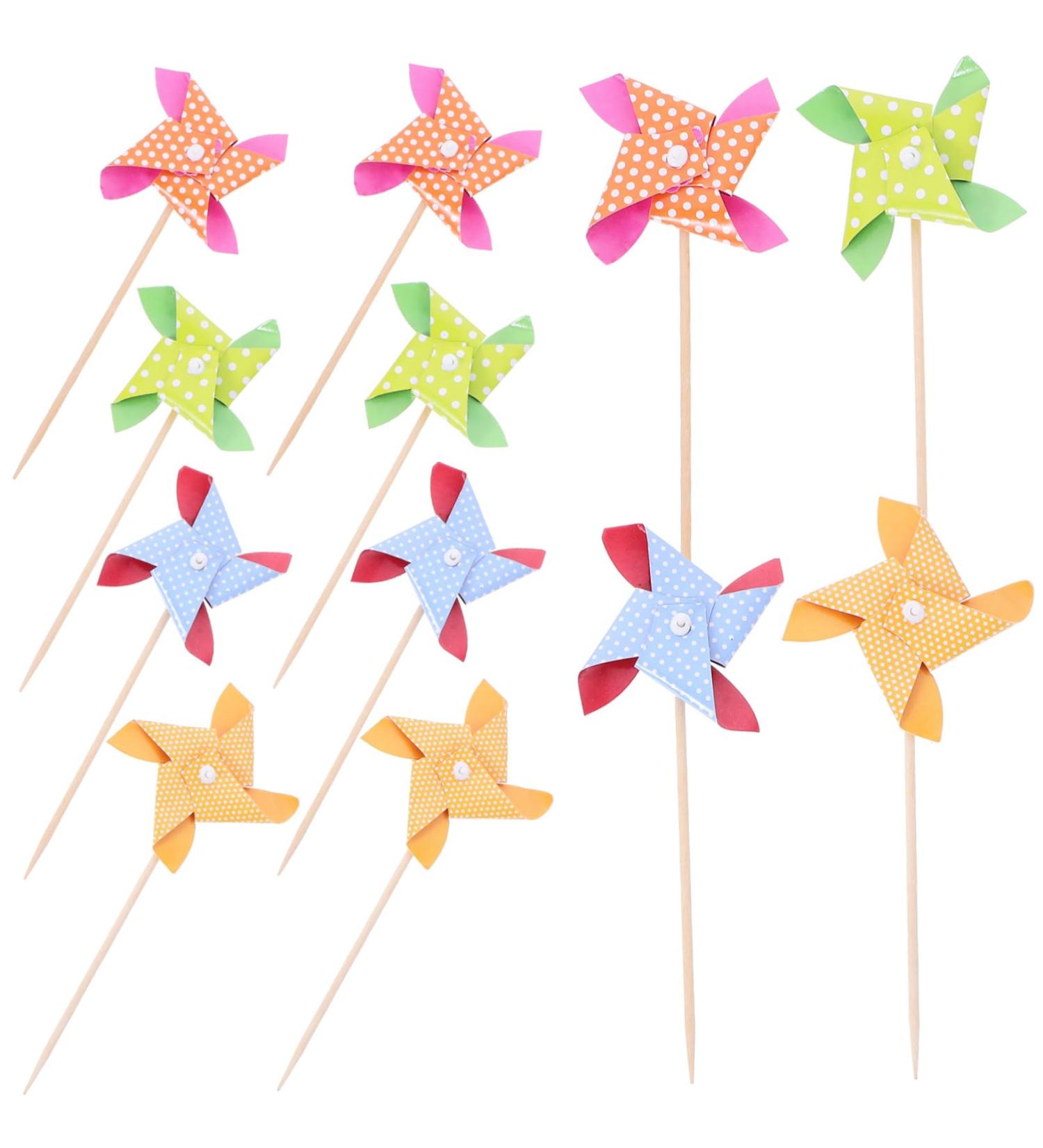 HOMSFOU 18pcs Mini Pinwheel Stakes Pinwheel Cupcake Toppers Kids Party Favors Wind Spinner Cake Topper Diy Pinwheel Bath Toys for Babies Cupcake Picks Baby Lip Gloss Self Made Bamboo As Shown 18pcs - Buy Online on GoSupps.com