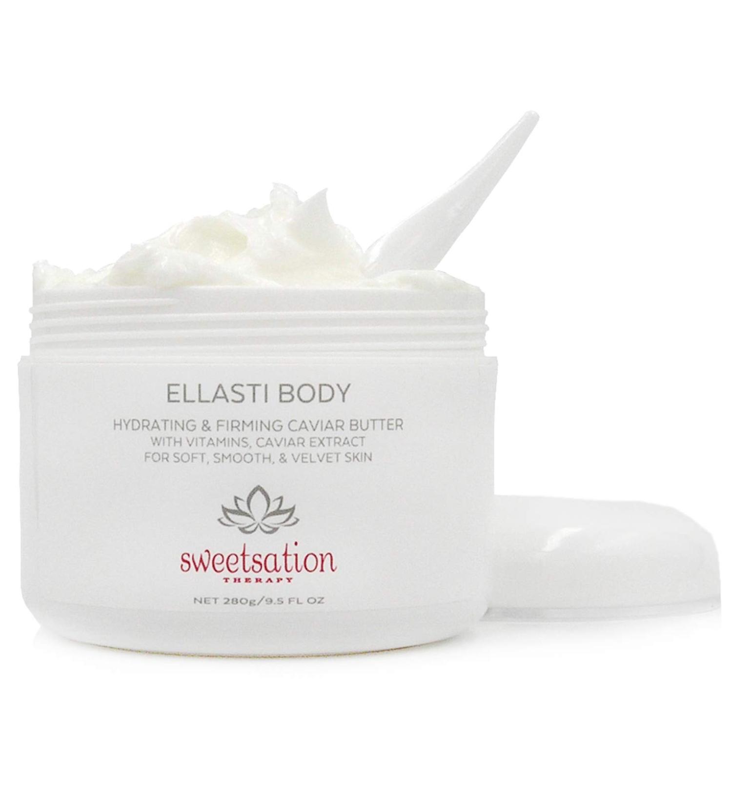 Sweetsation Therapy / YUNASENCE ELLASTIBODY Hydrating Firming Caviar Butter Moisturizing Cream with Caviar Extract Vitamin E Reishi Avocado & Green Tea. 9.5oz. For soft comforted skin.