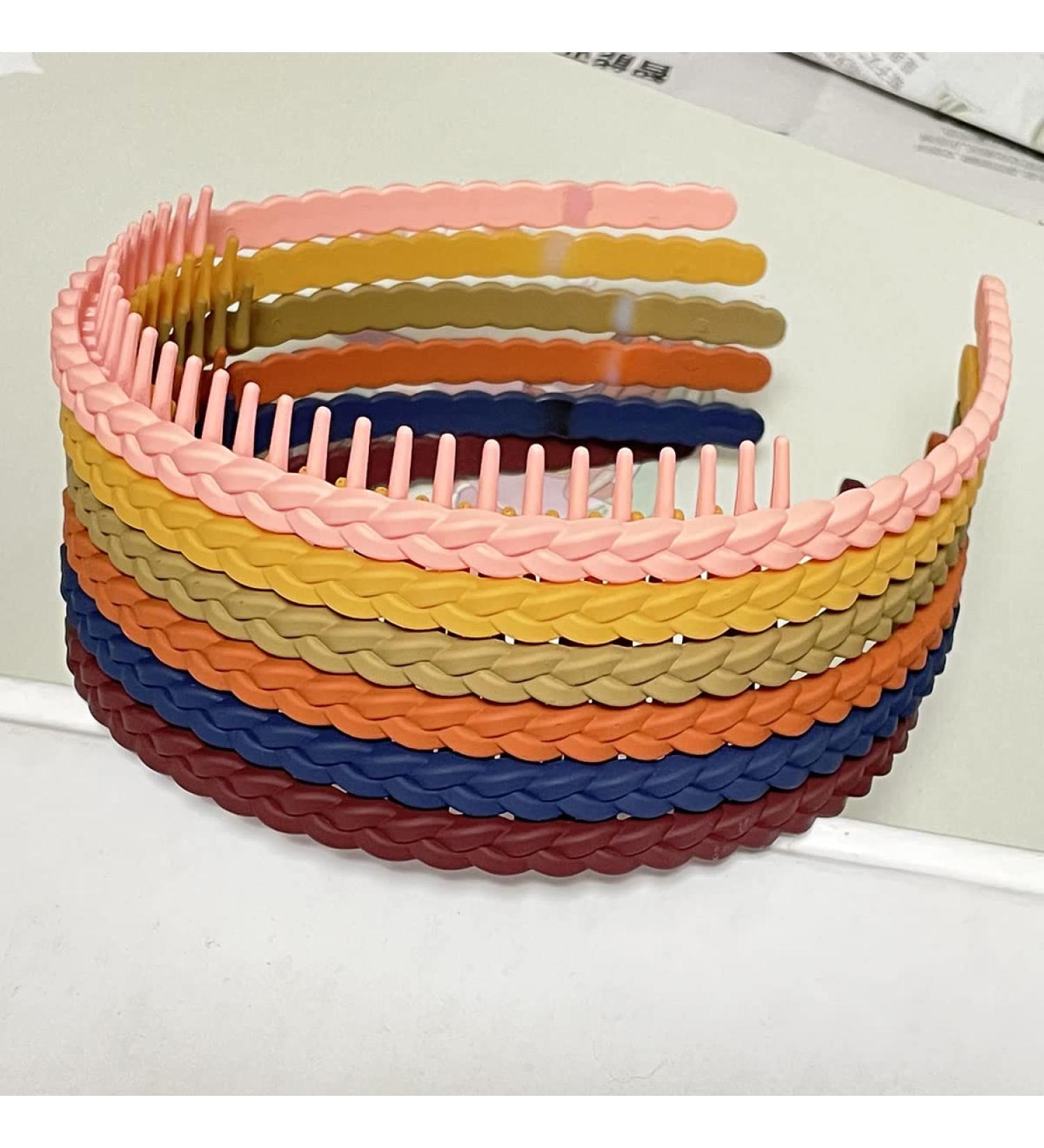 6pcs Braided Thin Headbands for Girls and Women - Plastic Tooth Hairbands for Pigtail Hairstyles | Hair Accessories - Buy Online on GoSupps.com