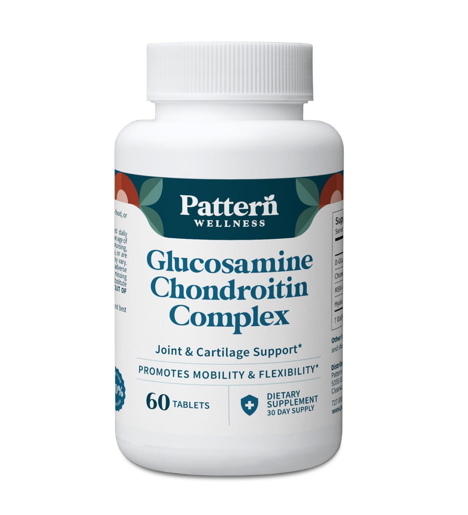 Pattern Wellness Glucosamine Chondroitin Complex with MSM & Hyaluronic Acid Supports Joint, Cartilage & Flexibility Health 60 Tablets 60 Count (Pack of 1) - Buy Online on GoSupps.com