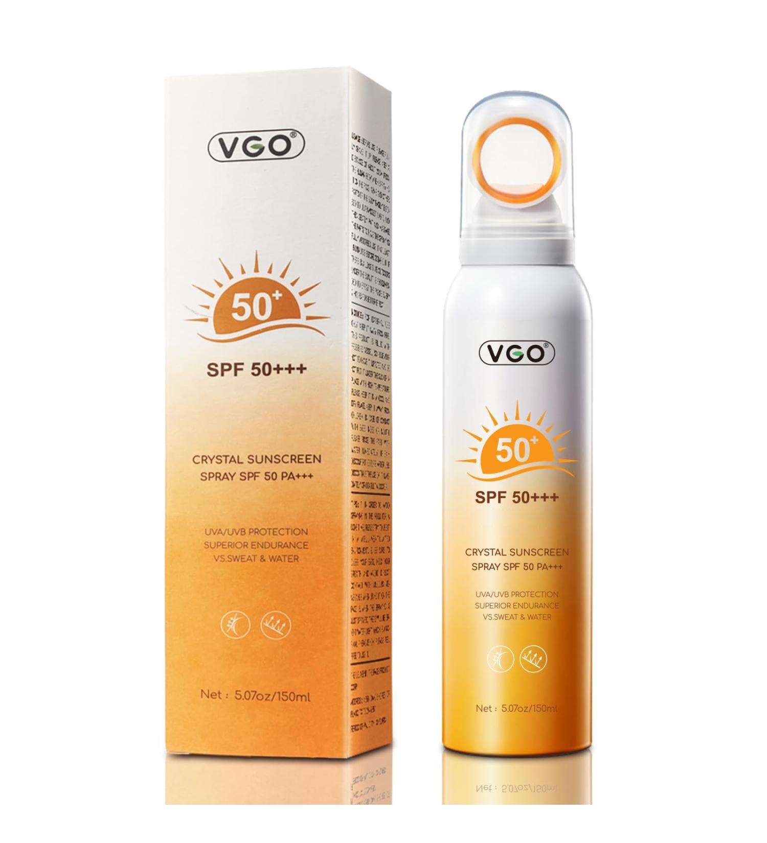 VGO Crystal Sunscreen Spray SPF 50 | Oxybenzone-Free UVA/UVB Protection | Lightweight & Water-Resistant | 150ml - Perfect for Body & Face - Buy Online on GoSupps.com